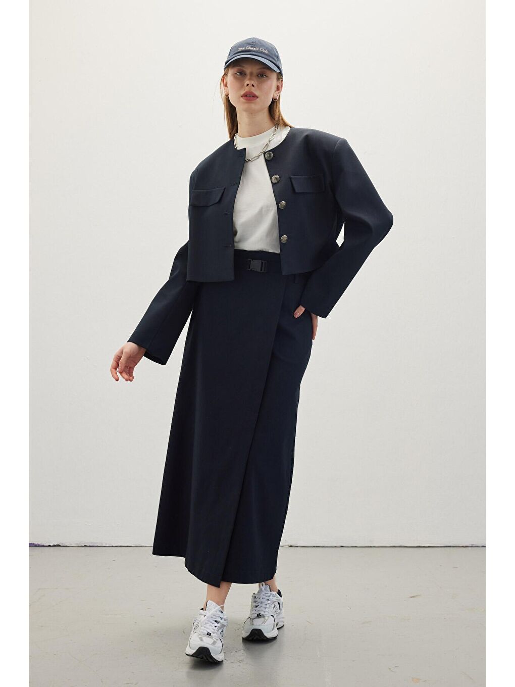 Metal Düğmeli Kısa Ceket Lacivert-2