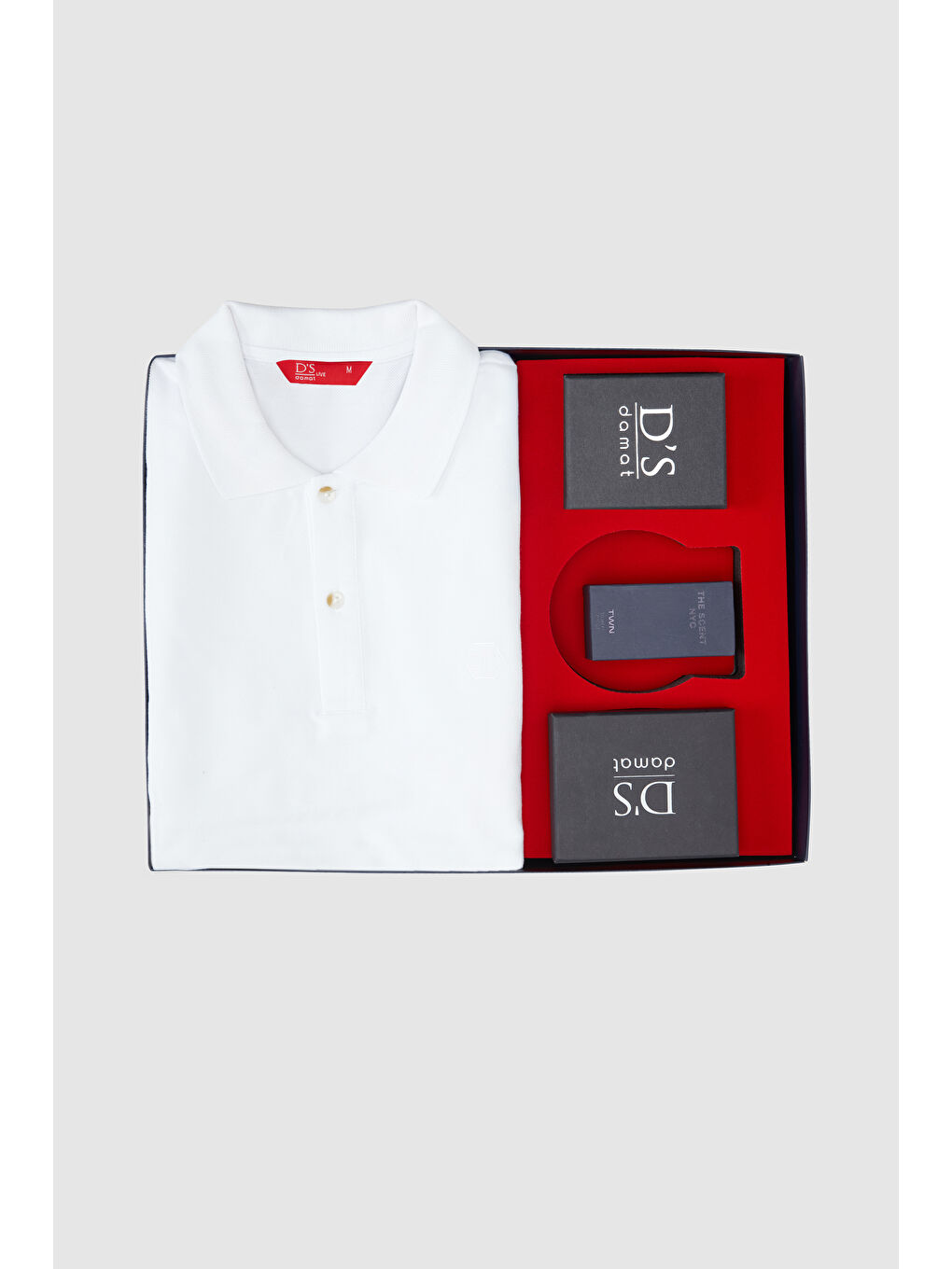 Beyaz Saat Parfüm Cüzdan Polo Tişört Kutulu Hediye Seti