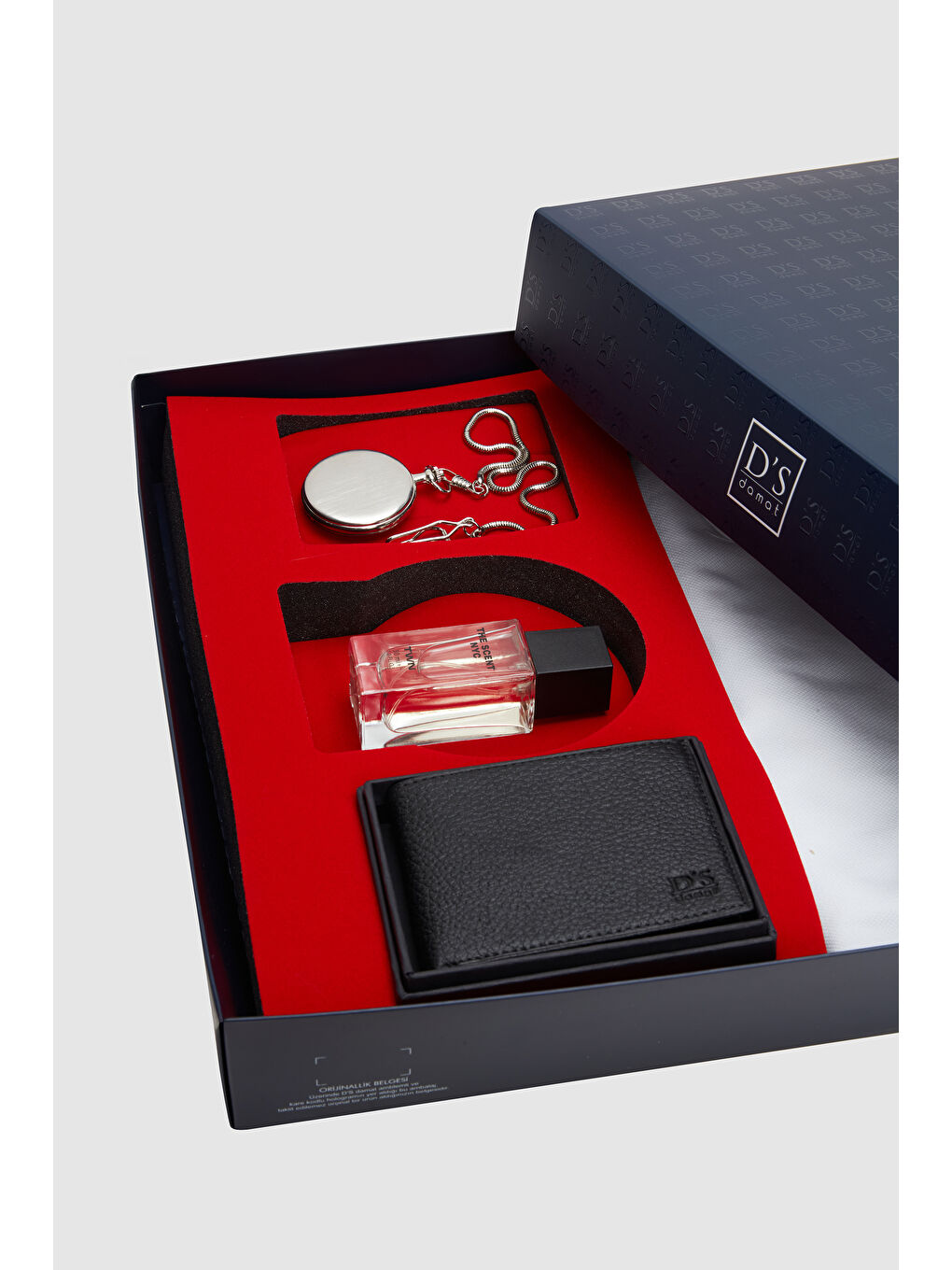 Beyaz Saat Parfüm Cüzdan Polo Tişört Kutulu Hediye Seti-1