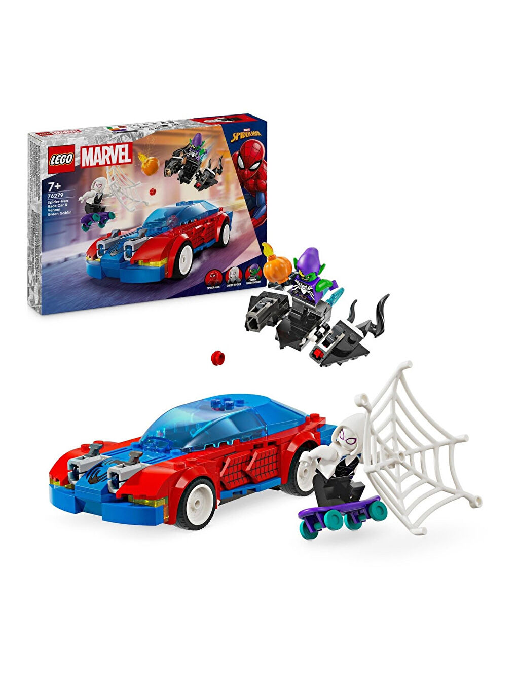 Lego Renksiz Super Heroes Marvel Örümcek Adam Yarış Arabası Ve Venom Green Goblin 76279