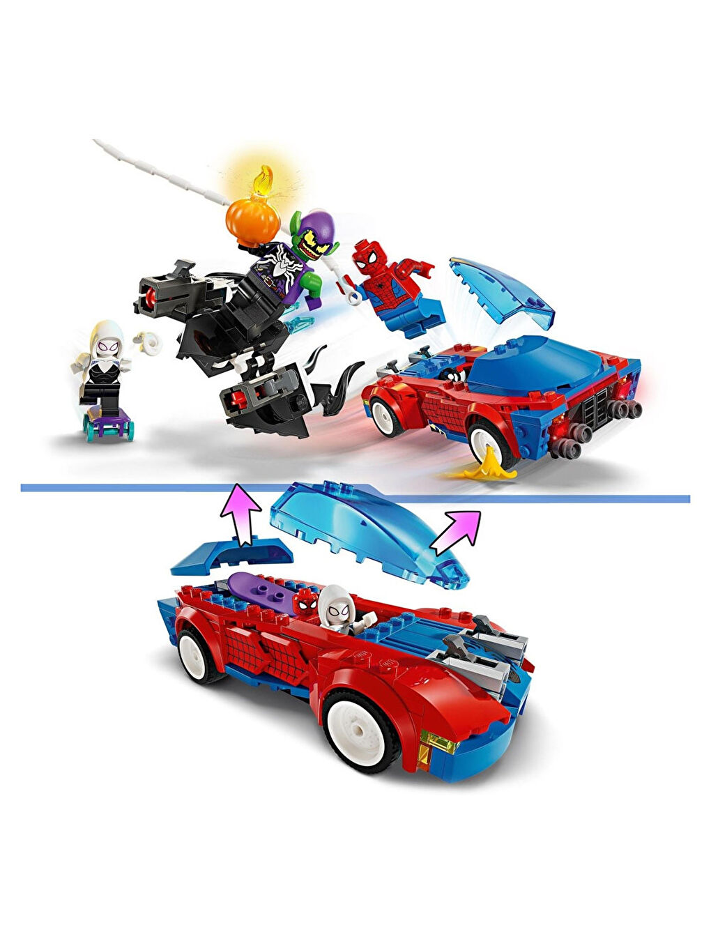 Lego Renksiz Super Heroes Marvel Örümcek Adam Yarış Arabası Ve Venom Green Goblin 76279 - 2