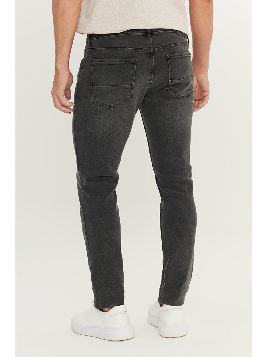 Erkek Antrasit Pamuklu Slim Fit 5 Cep Esnek Jean Pantolon-4