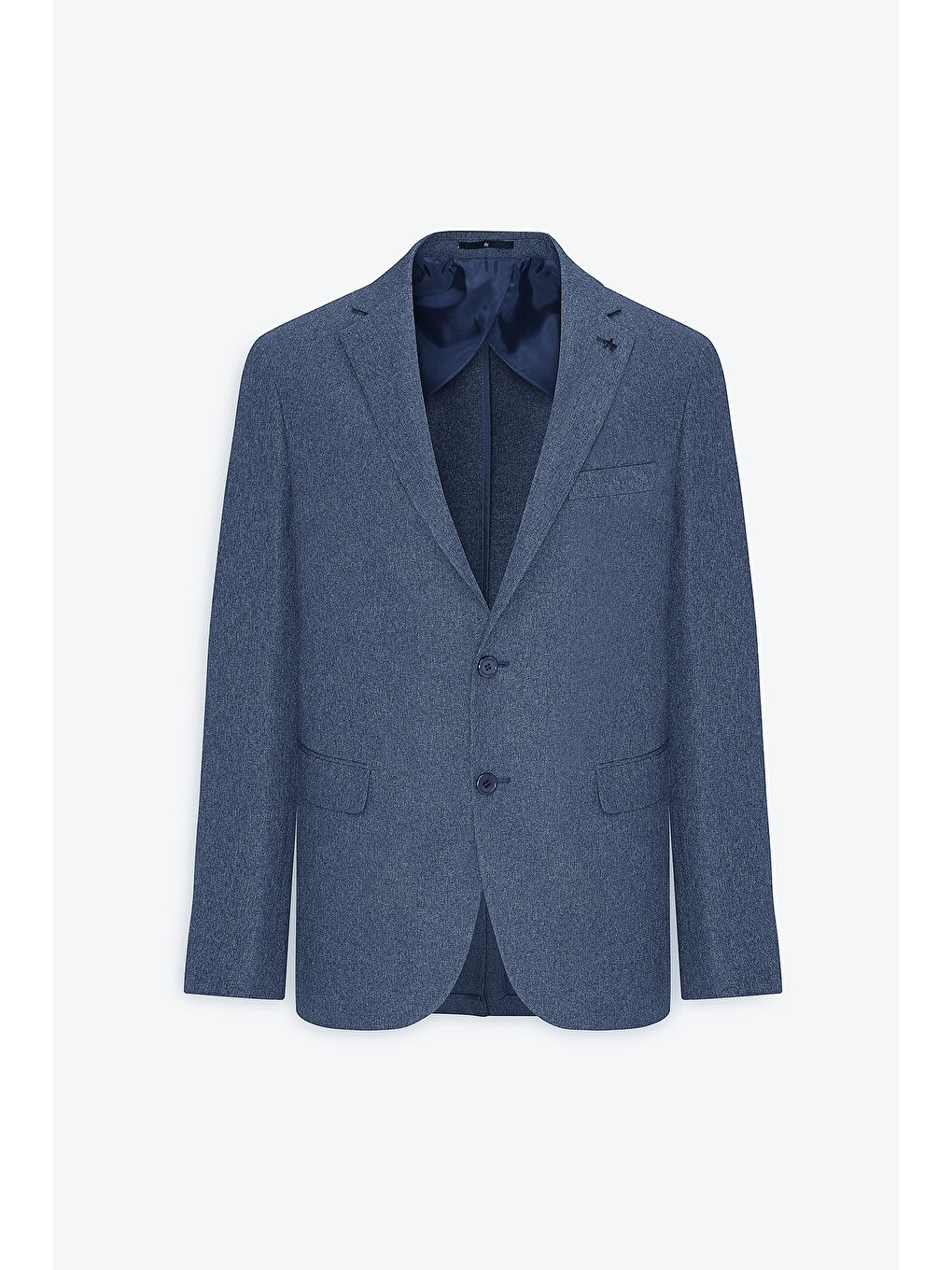 Erkek Mavi Slim Fit Dar Kesim Mono Yaka Desenli Ceket-7