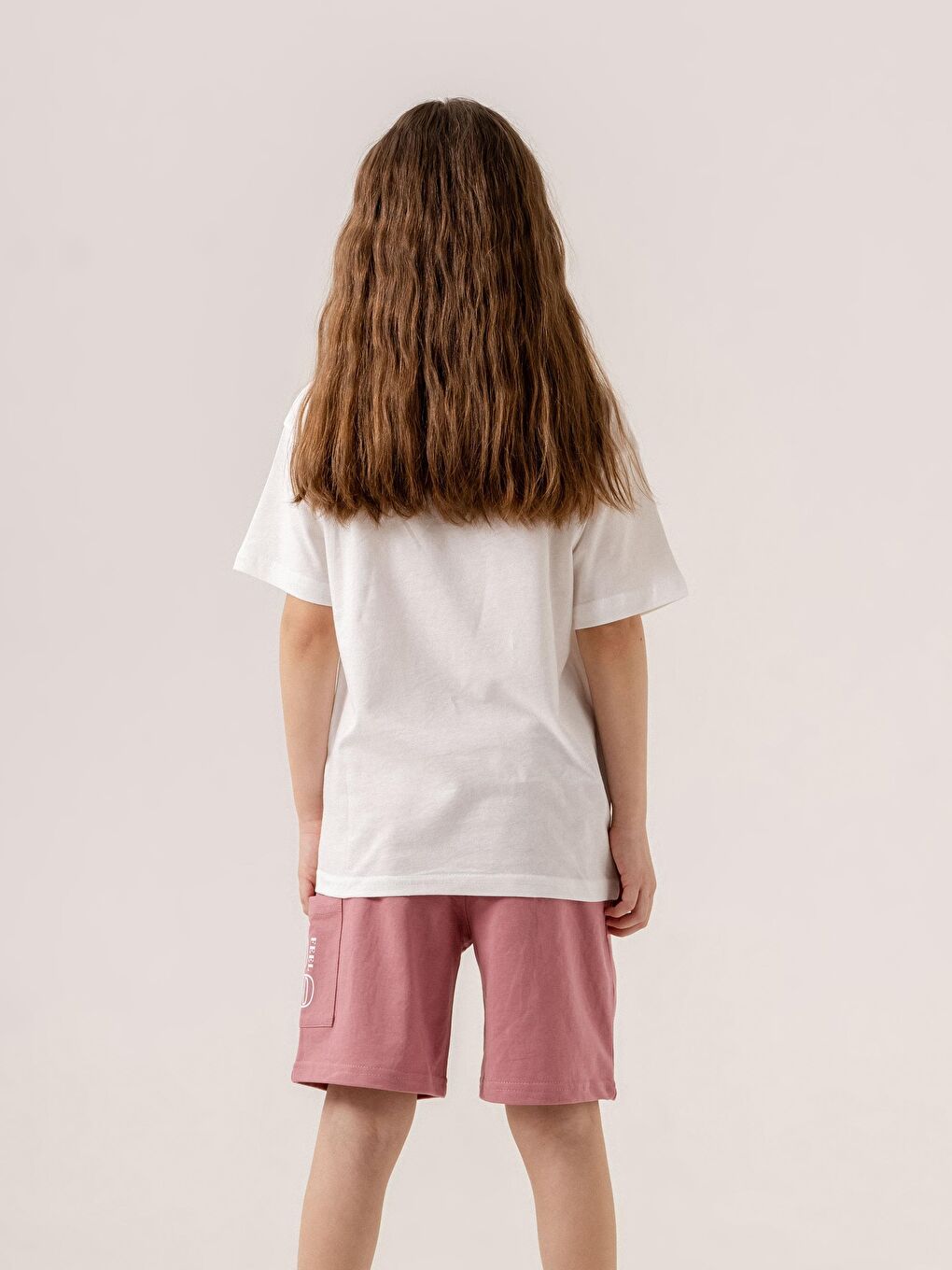 Pembe Feel Be God Baskılı Cep Baskı Detaylı Kız Çocuk Tişört Şort Alt-Üst Takımı-1