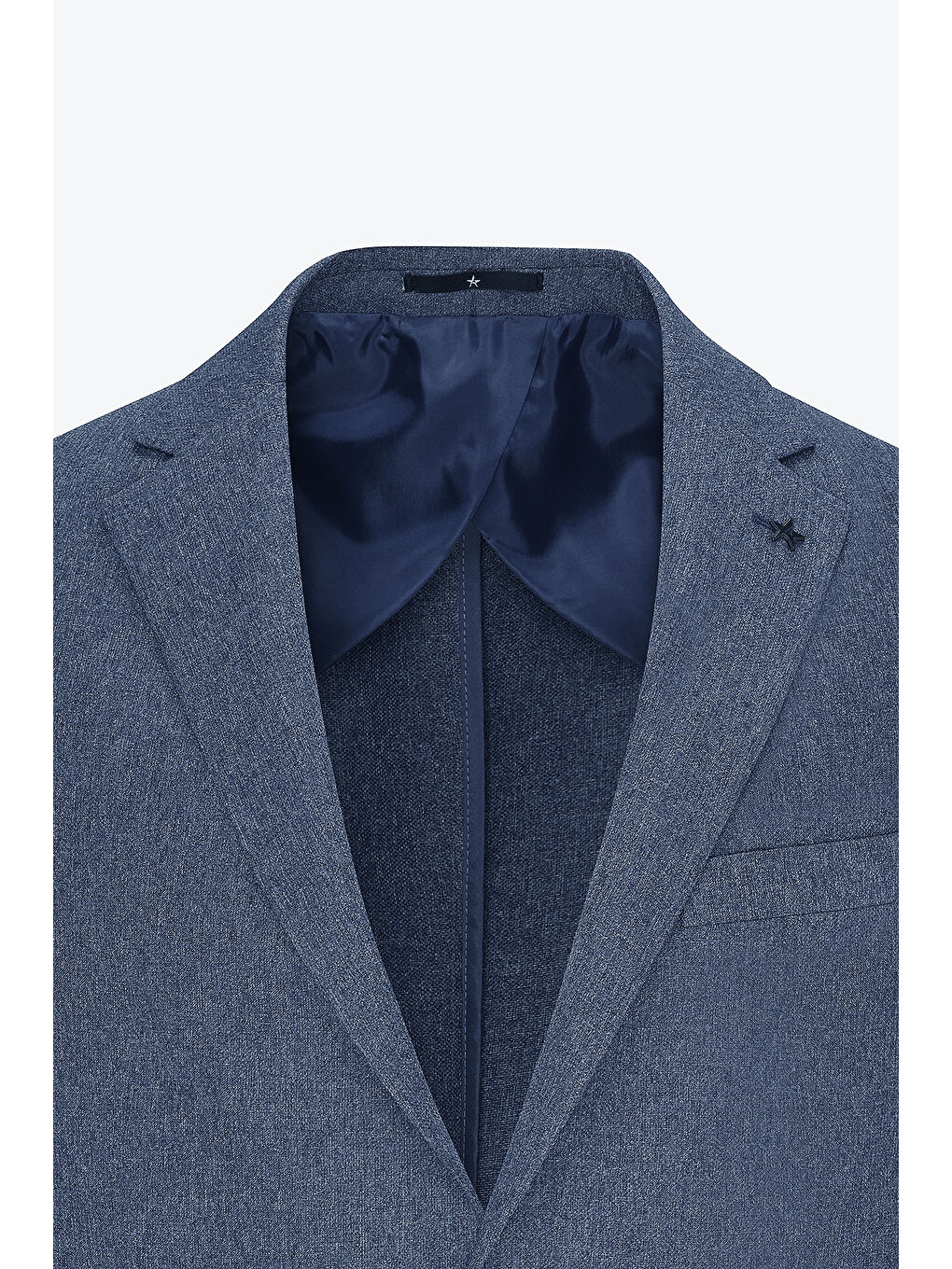 Erkek Mavi Slim Fit Dar Kesim Mono Yaka Desenli Ceket-8