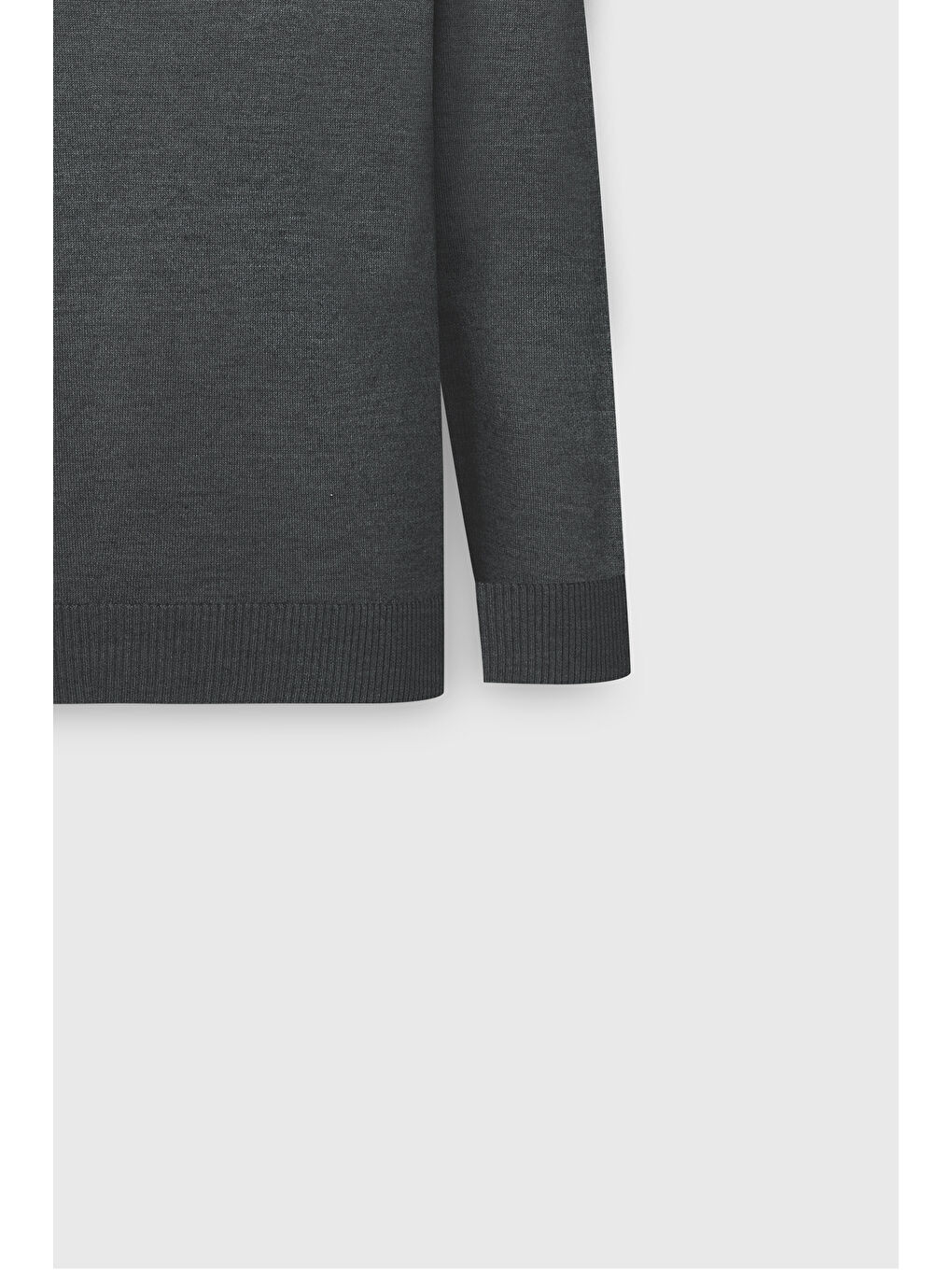 Erkek Gri Melanj Yünlü Sıcak Tutan Standart Fit Normal Kesim Polo Yaka Triko Kazak-7