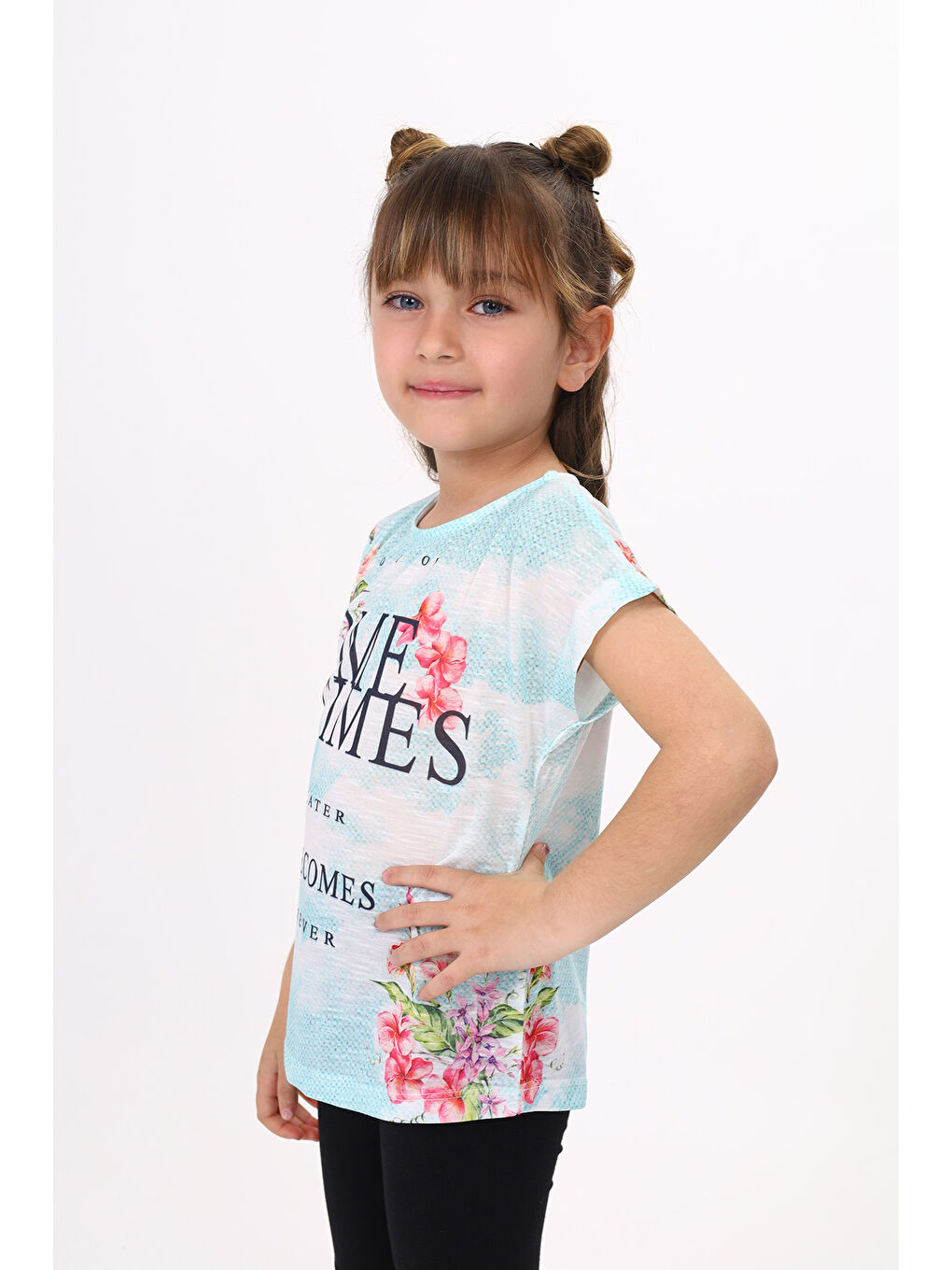 Yeşil Kız Çocuk Sometimes Baskılı Tişört-4