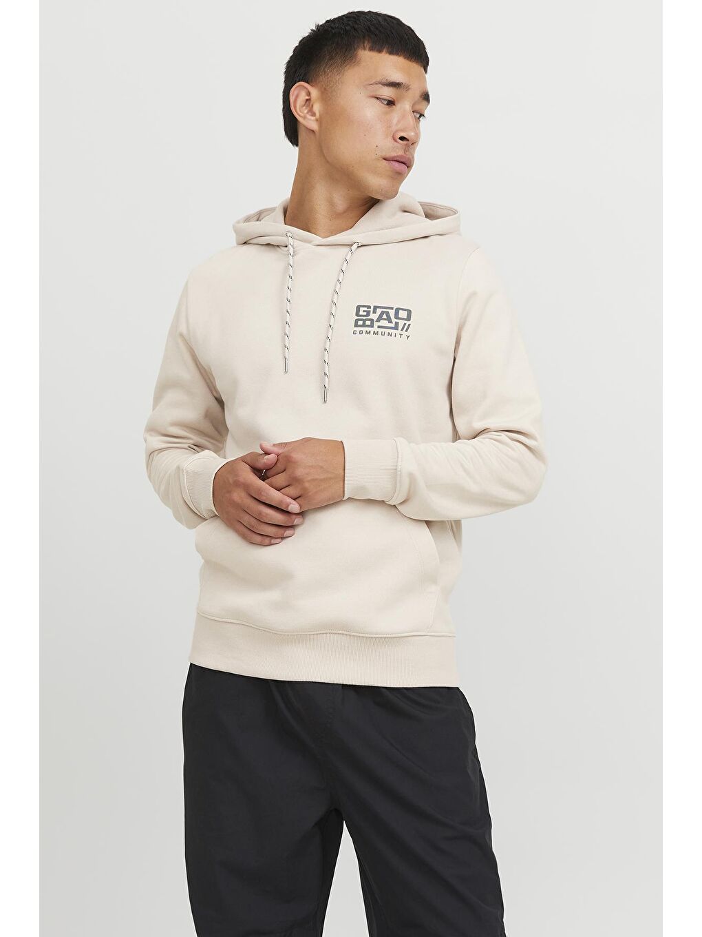 Jack & Jones Açık Bej Core Jcowaffle Kapüşonlu Erkek Sweat 12242225