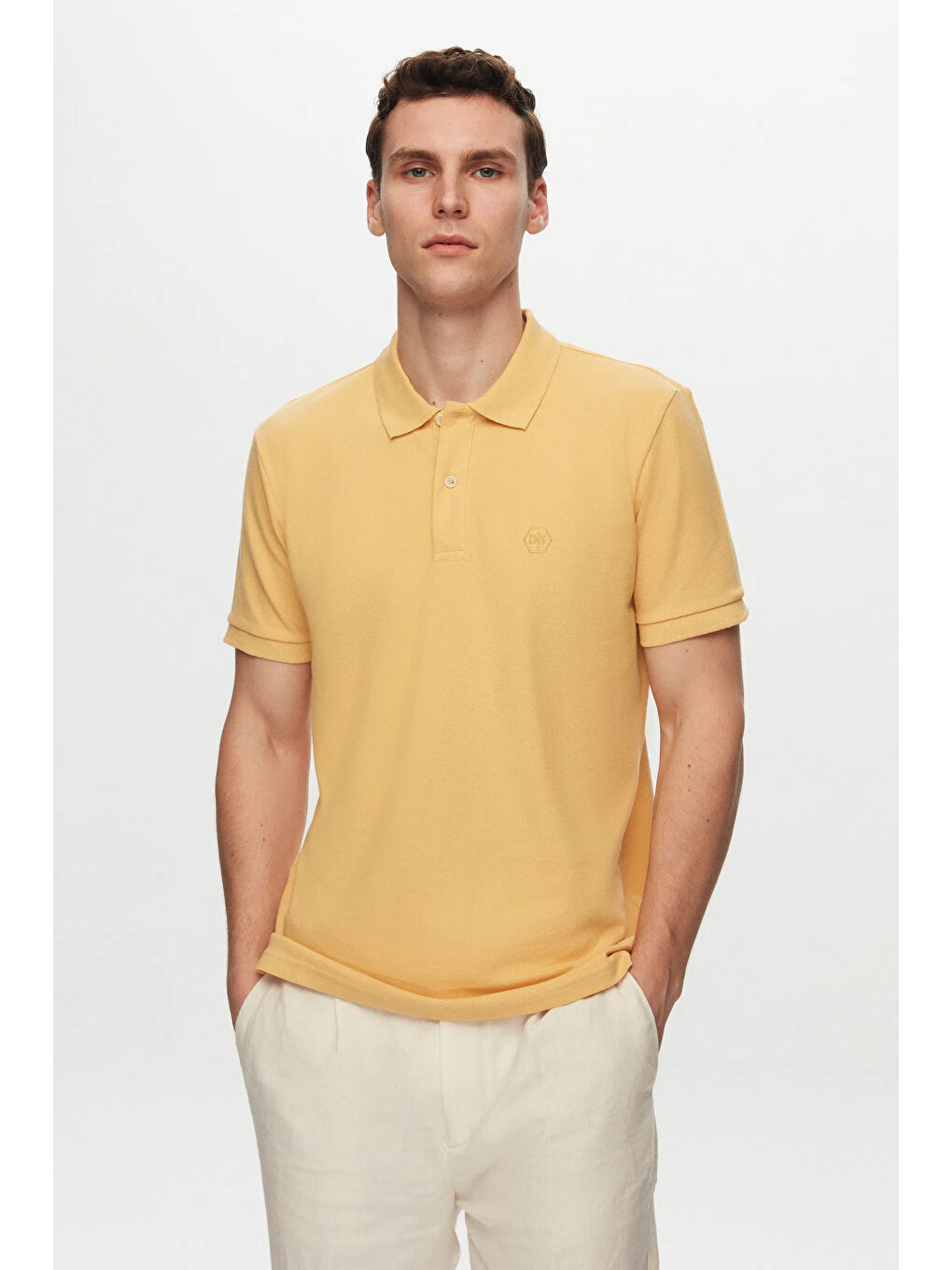 Regular Fit Mürdüm/Açık Sarı/Taş Pike Dokulu %100 Pamuk Polo Yaka Tişört-2