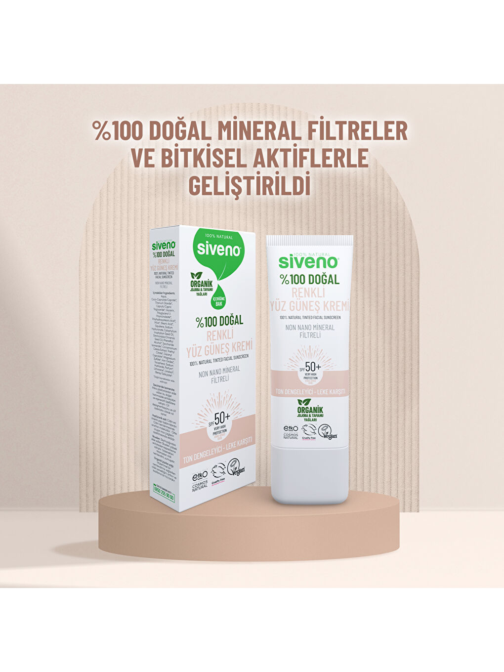 %100 Doğal Yüz Güneş Kremi Renkli Ton Eşitleyici Leke Karşıtı UVA UVB SPF 50+ 30 ml-5