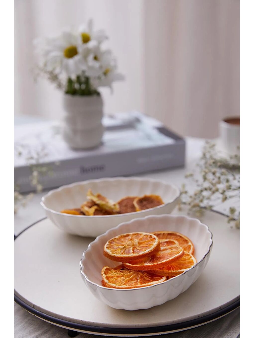 Beyaz Bone Luz Form Oval Kase Platin File 2 Parça 15cm BNLZF15OKSS2220