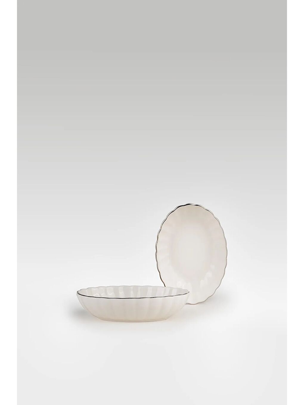Beyaz Bone Luz Form Oval Kase Platin File 2 Parça 15cm BNLZF15OKSS2220-2