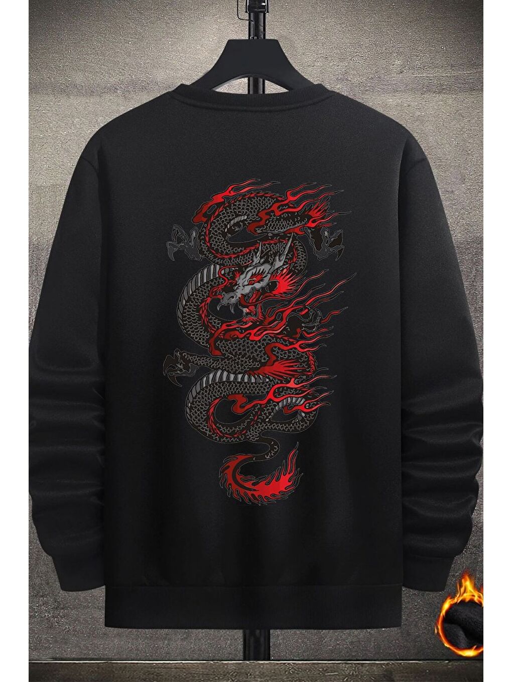 uyguntarz Siyah Unisex Chinesebox Bisiklet Yaka Sweatshirt - 1