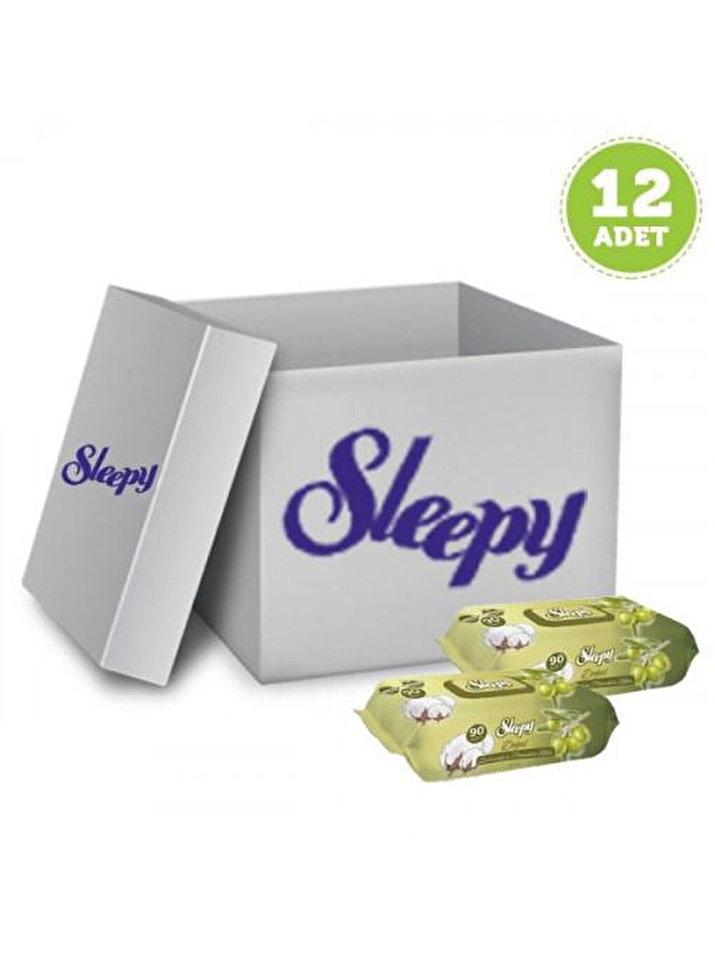 Sleepy Renksiz Islak Havlu Zeytinyağı-Pamuksu Lifler 90 lı x 12 Adet (1080 Yaprak)