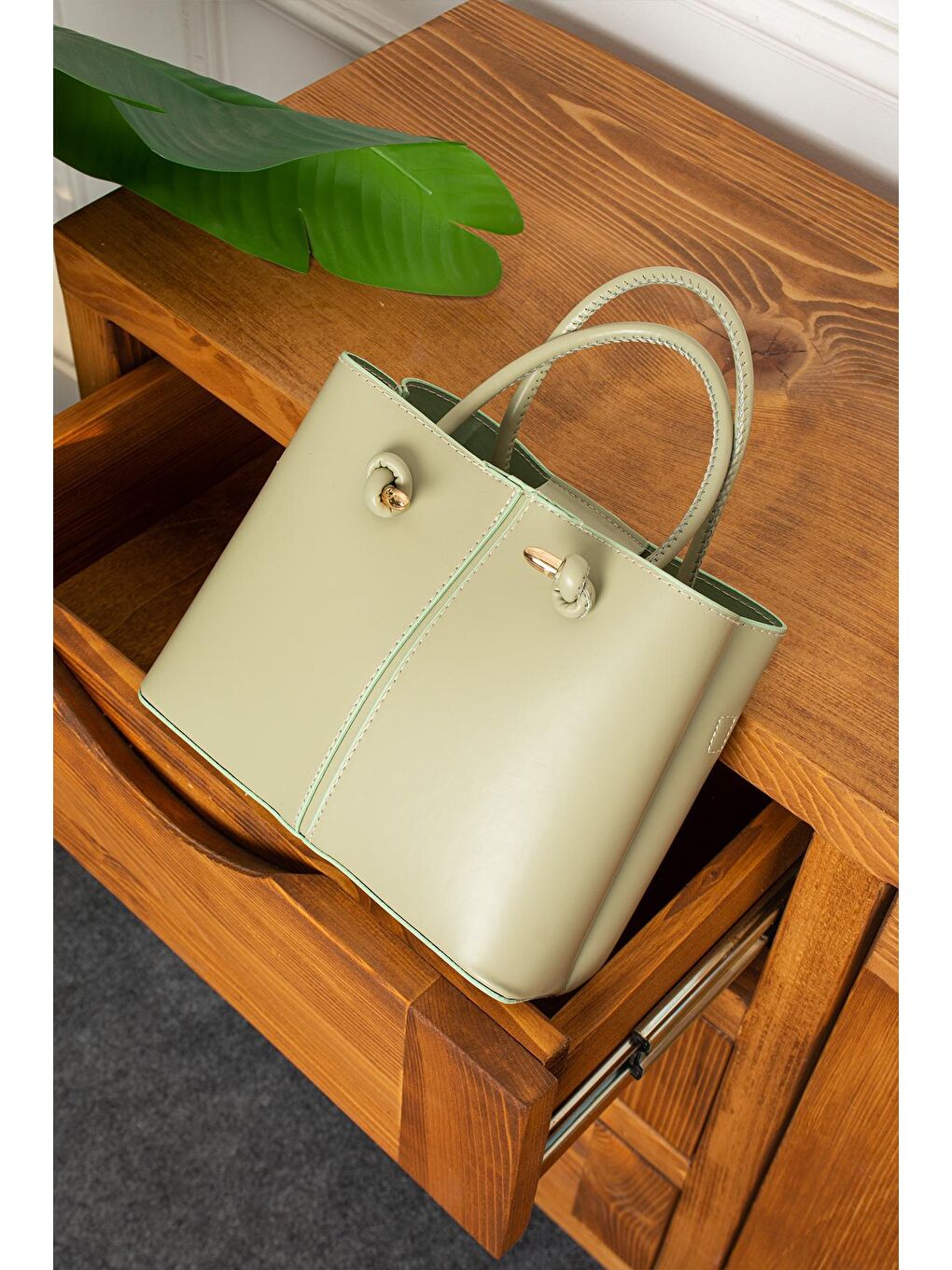 Turkuaz Minicity İnce Askılı Düğme Detaylı Kadın Omuz Çantası BP-4804O