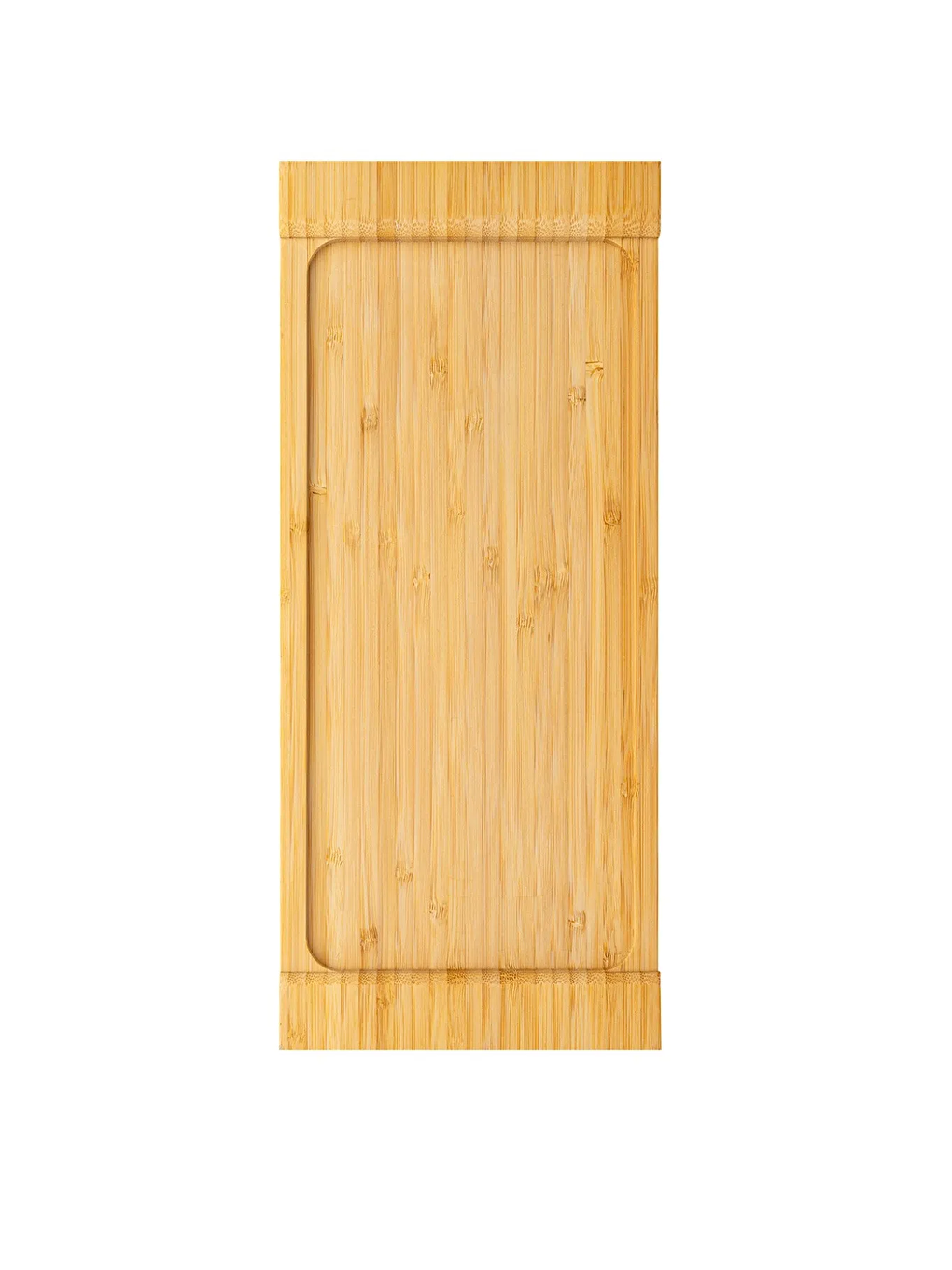 Kitchen Design Lab Açık Kahve 2 Adet Orta Boy Bambu Dikdörtgen Uzun Sunum Tabağı Sunum Tepsisi 35x15 Cm - 1