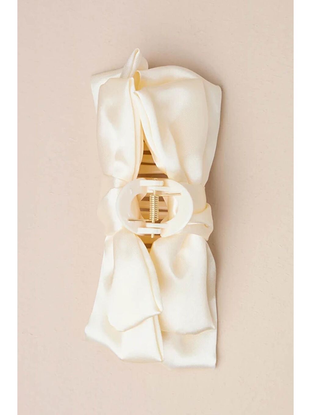 Ekru Fiyonklu Mandal Saç Tokası-1