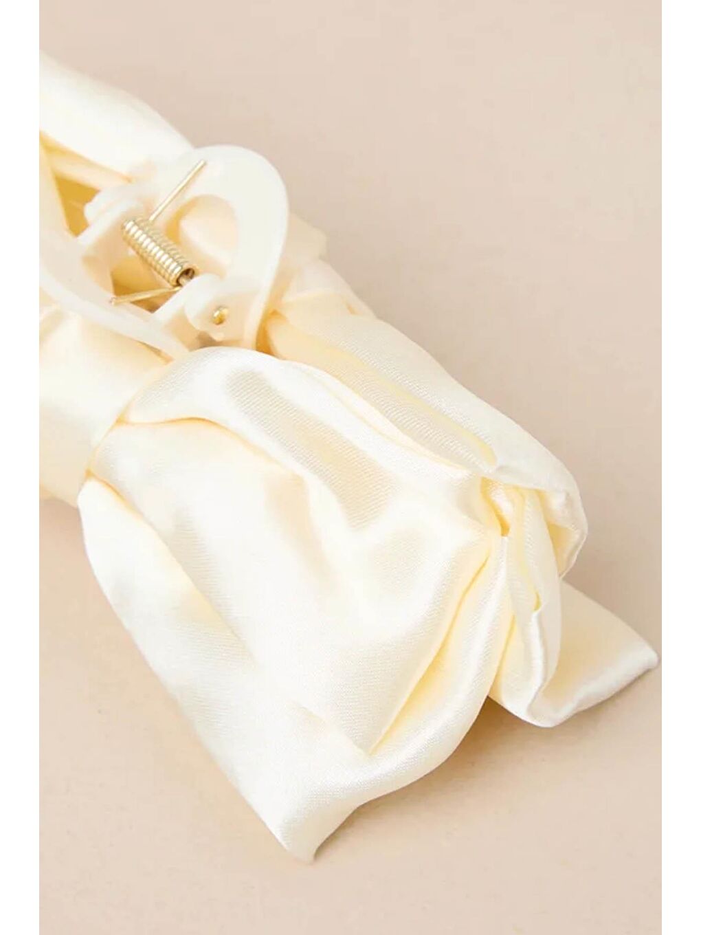 Ekru Fiyonklu Mandal Saç Tokası-3