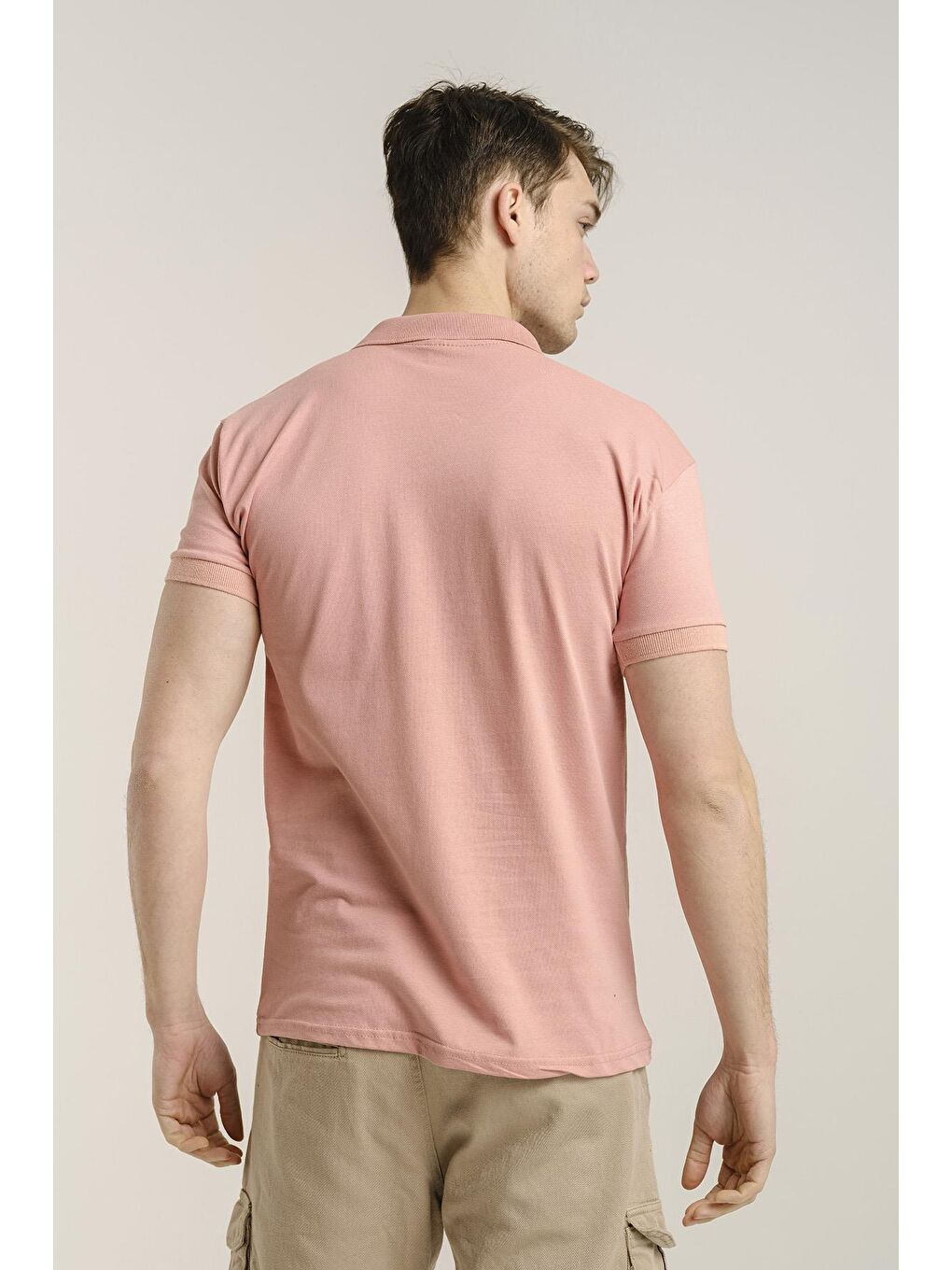 Pembe Polo Yaka Slim Fit Erkek Tişört-2