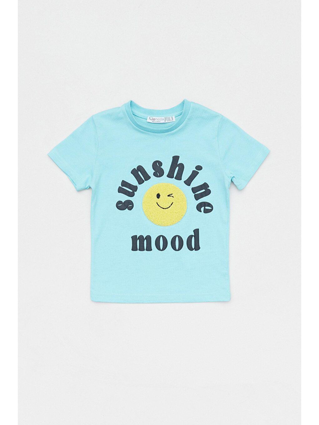 Gri Baskılı Bisiklet Yaka Erkek Çocuk Tişört