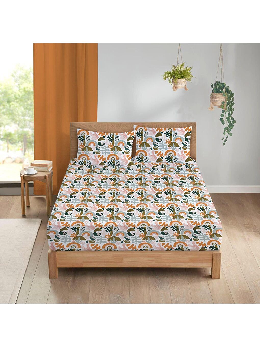 Karışık Desen Baskılı Çift Kişilik 180x200 Cm Çarşaf Takımı