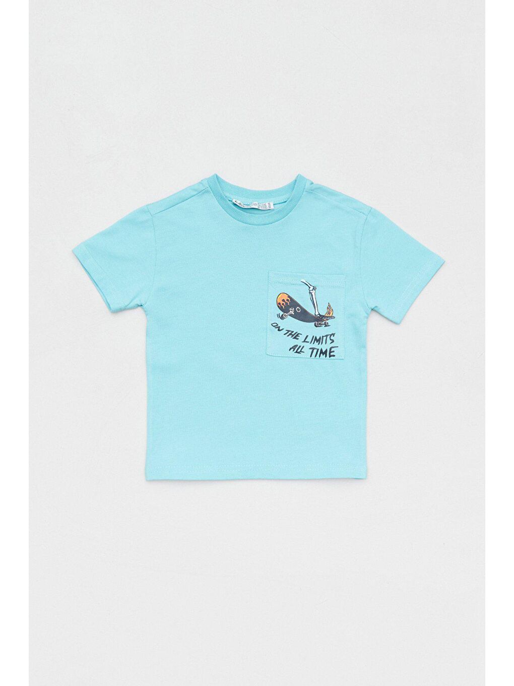 Gri Baskılı Bisiklet Yaka Erkek Çocuk Tişört