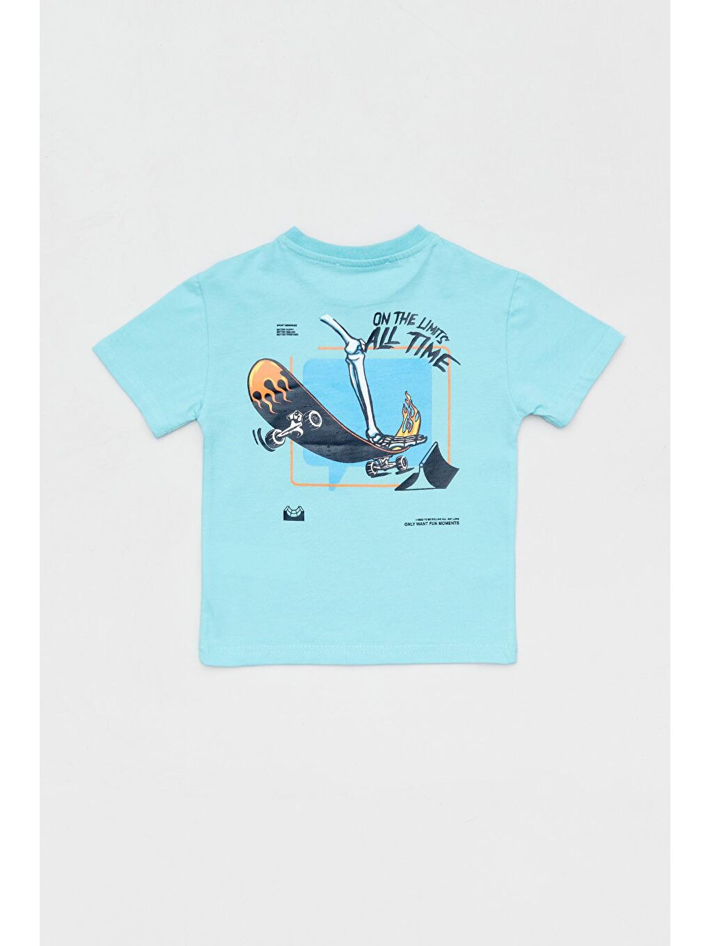 Gri Baskılı Bisiklet Yaka Erkek Çocuk Tişört-1