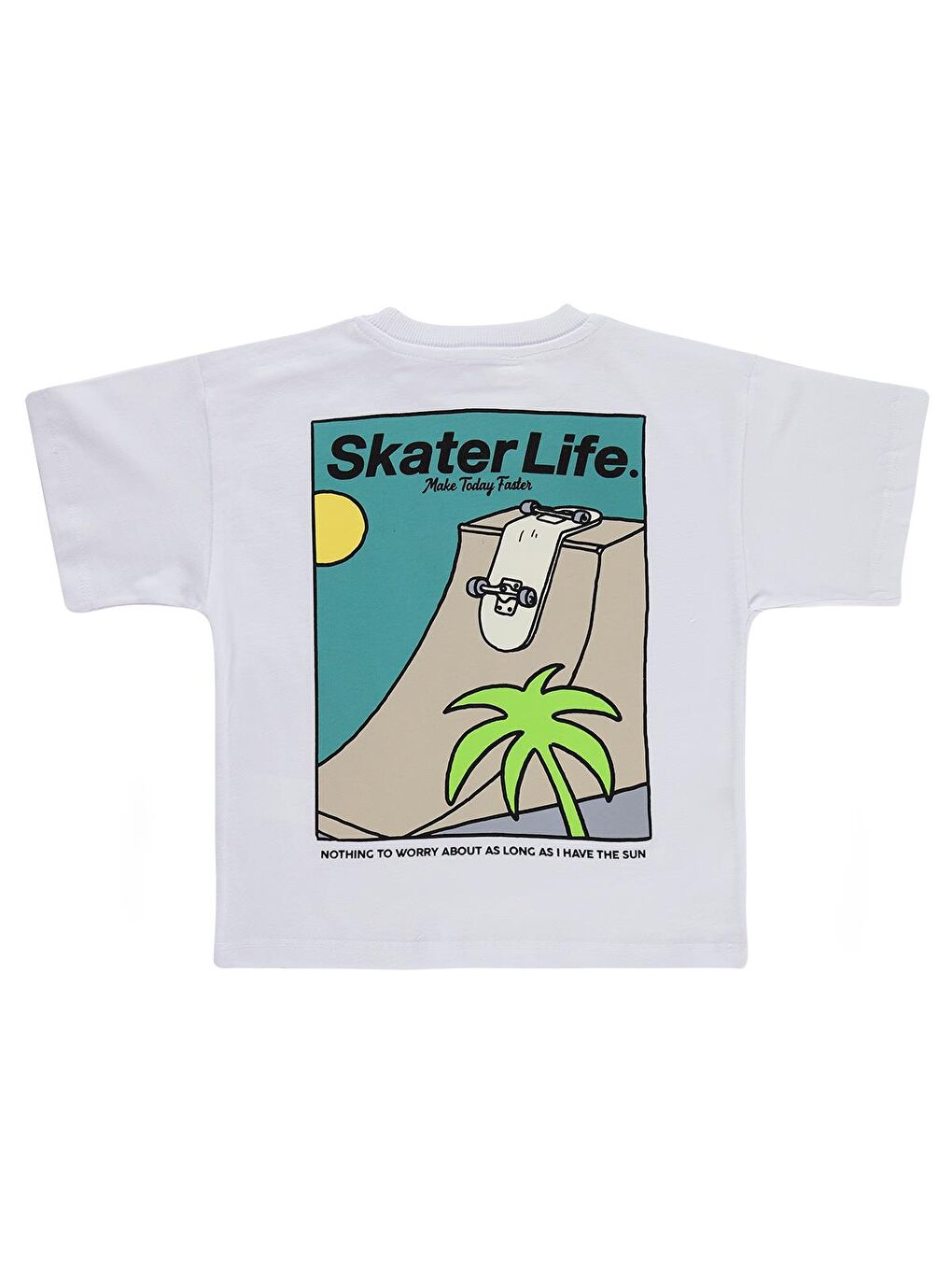 Boys Skater Life Baskılı 2-5 Yaş Tişört - Beyaz-1