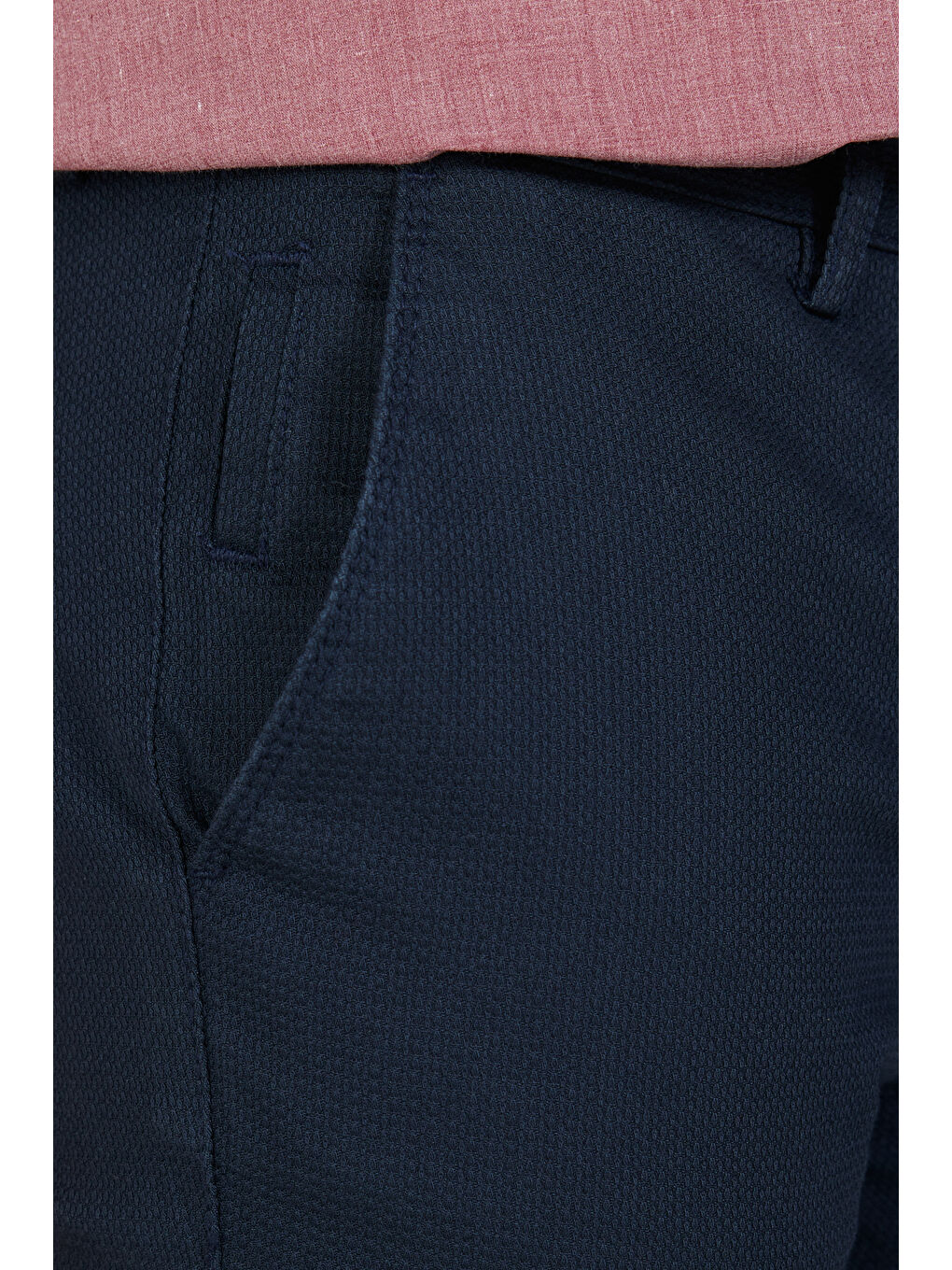 Erkek Lacivert Slim Fit Dar Kesim Pamuklu Esnek Rahat Armürlü Pantolon-4