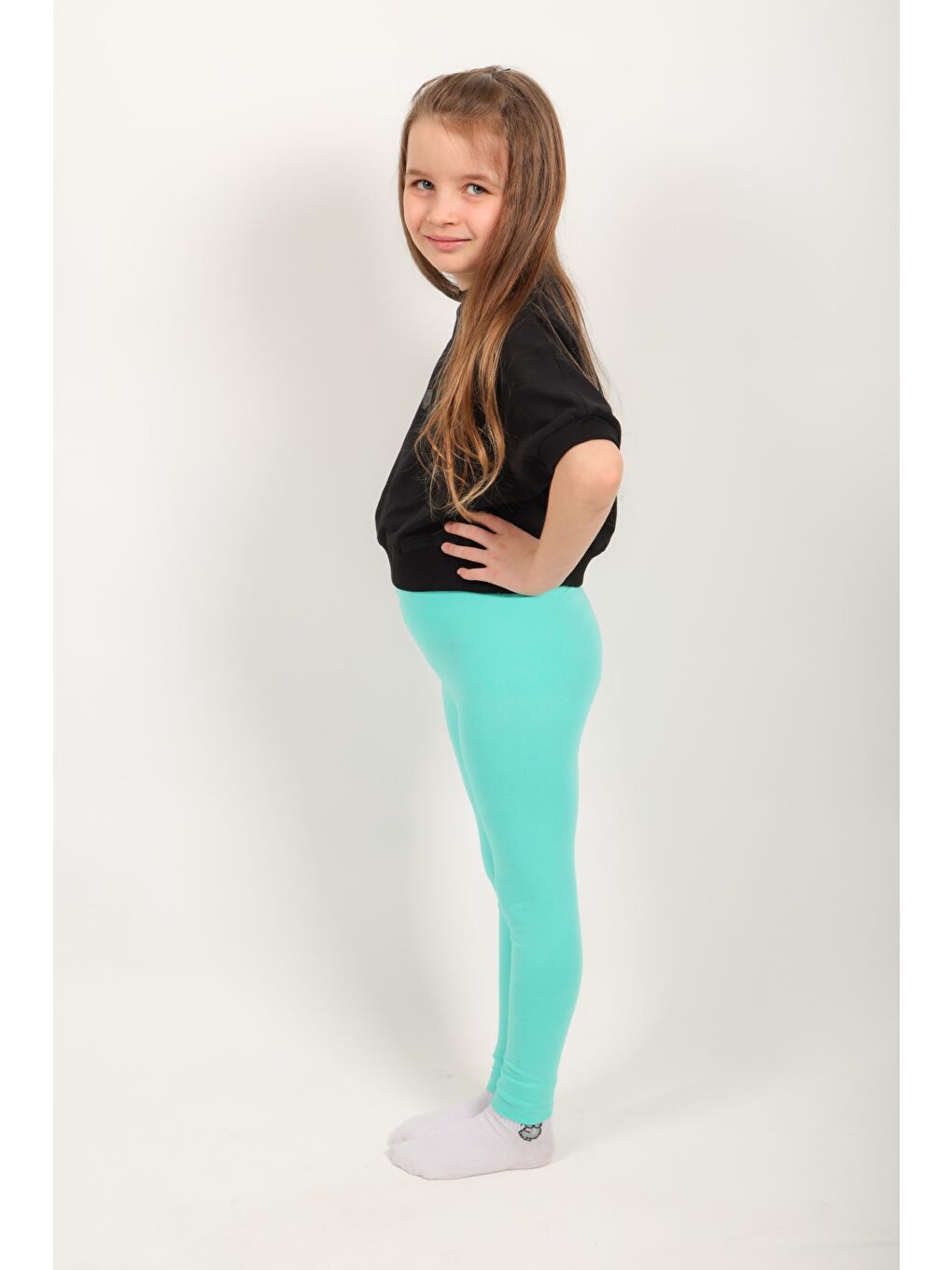 Yeşil Kız Çocuk Tayt Pul Arı Nakış-1