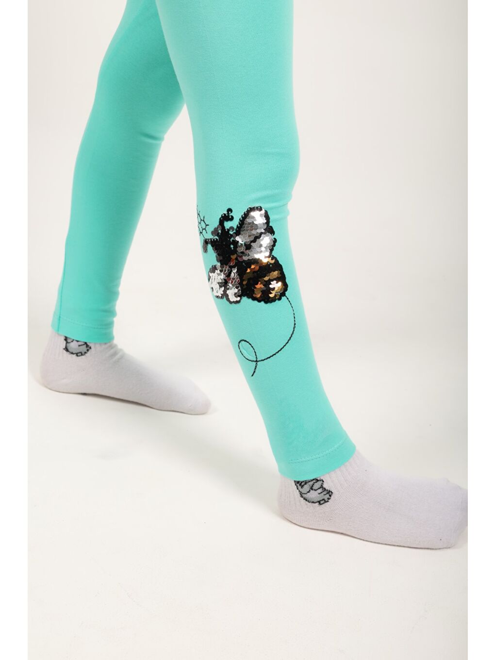 Yeşil Kız Çocuk Tayt Pul Arı Nakış-3