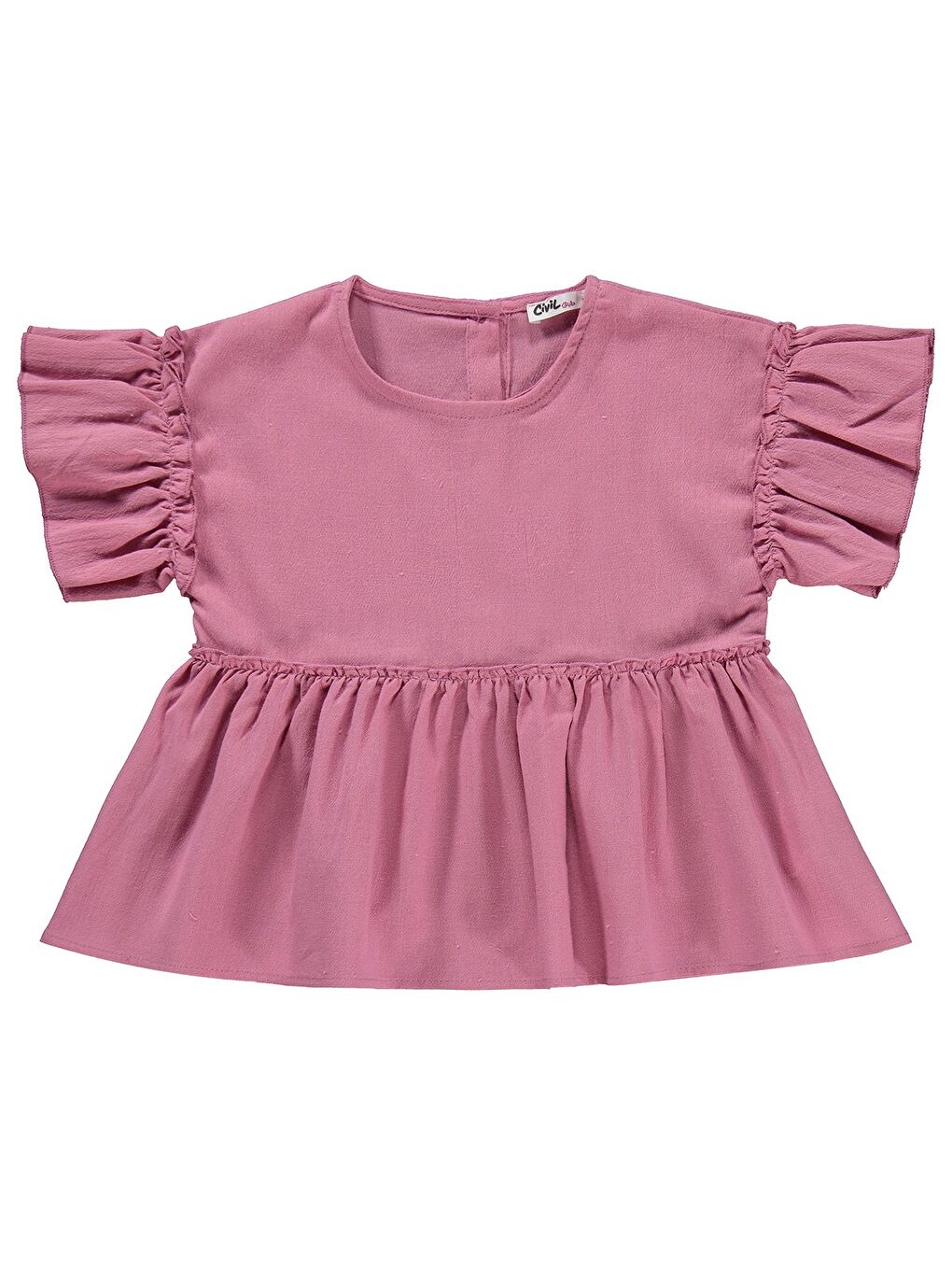 Girls Volan Kol İkili 2-5 Yaş Takım - Pembe-1