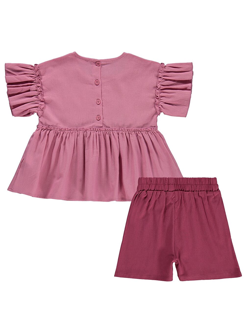 Girls Volan Kol İkili 2-5 Yaş Takım - Pembe-3