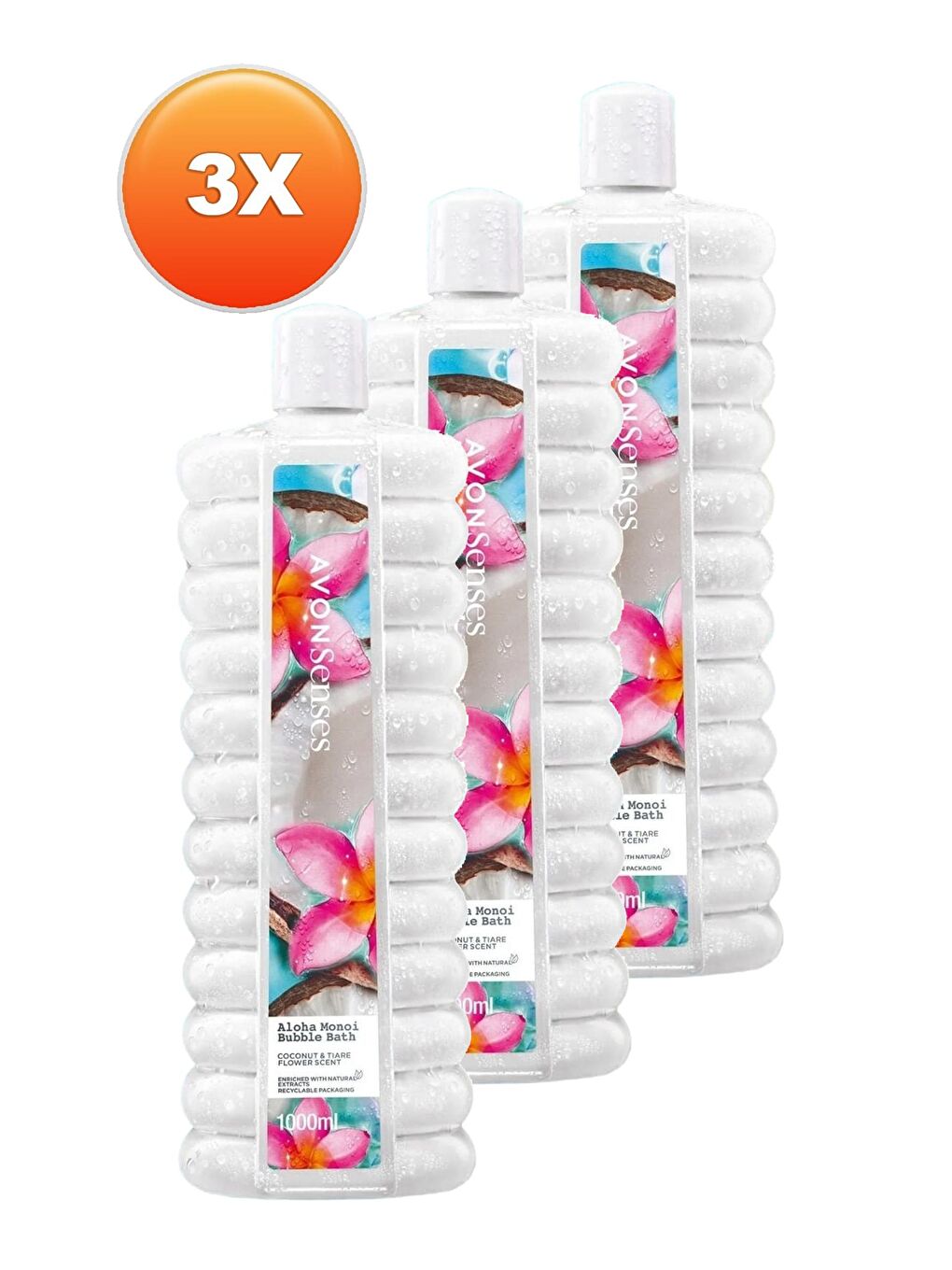 AVON Renksiz Aloha Monoi Banyo Köpüğü 1 Lt. Üçlü Set - 1