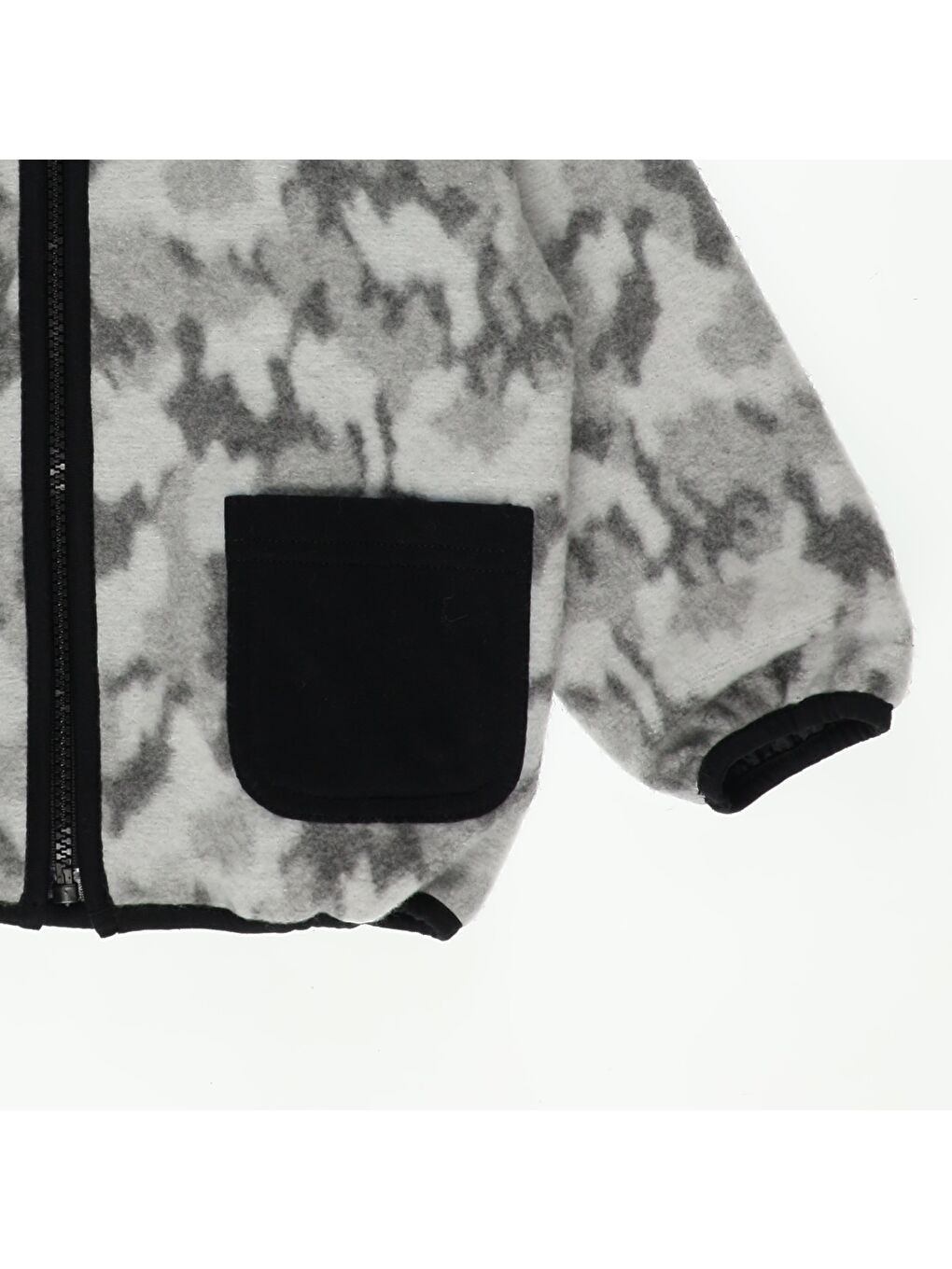 Siyah Erkek Çocuk Kapüşonlu Cepli Polar Mont-3