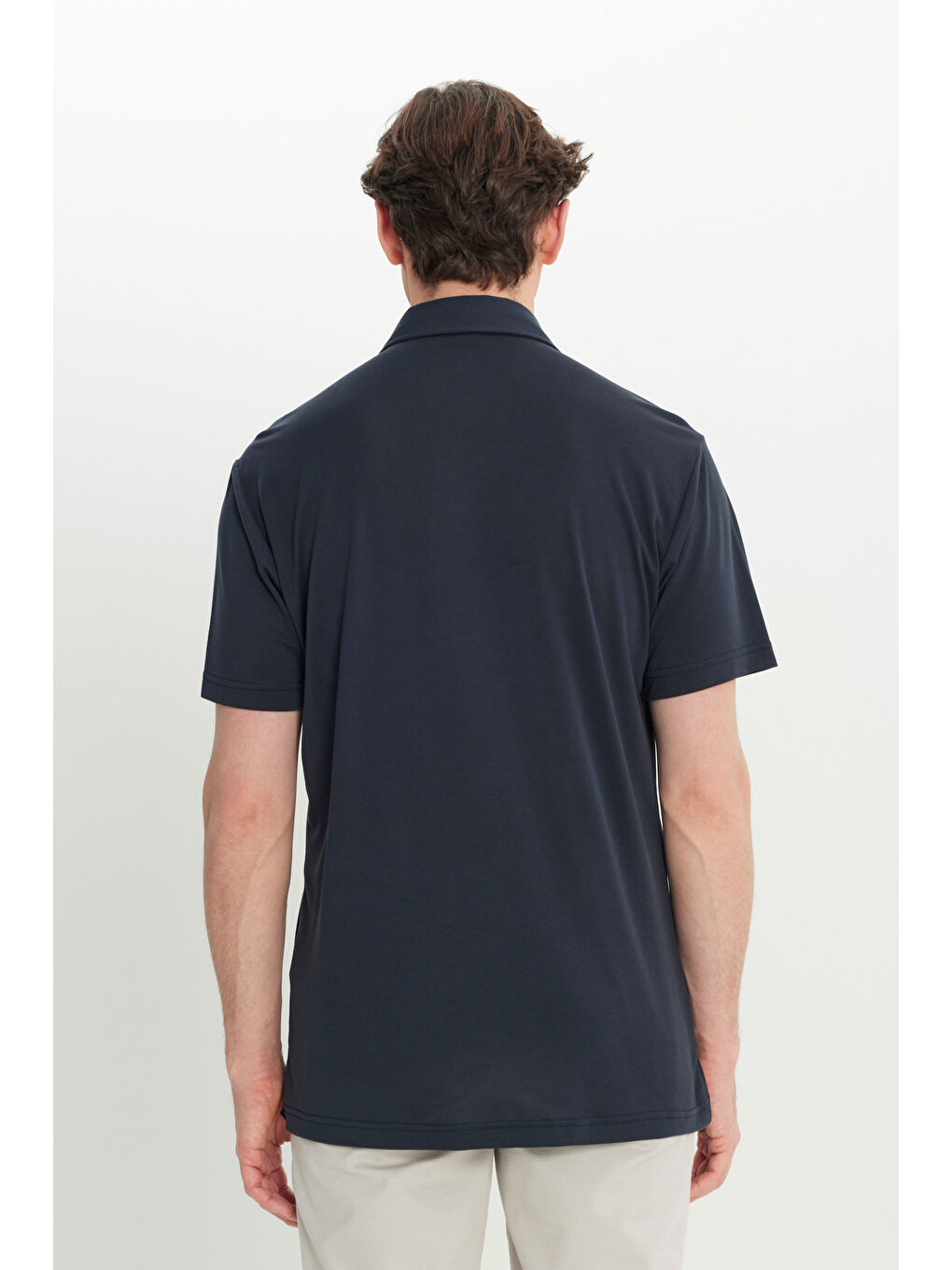 Erkek Antrasit Comfort Fit Rahat Kesim Gömlek Yaka Kısa Kollu Gömlek-4