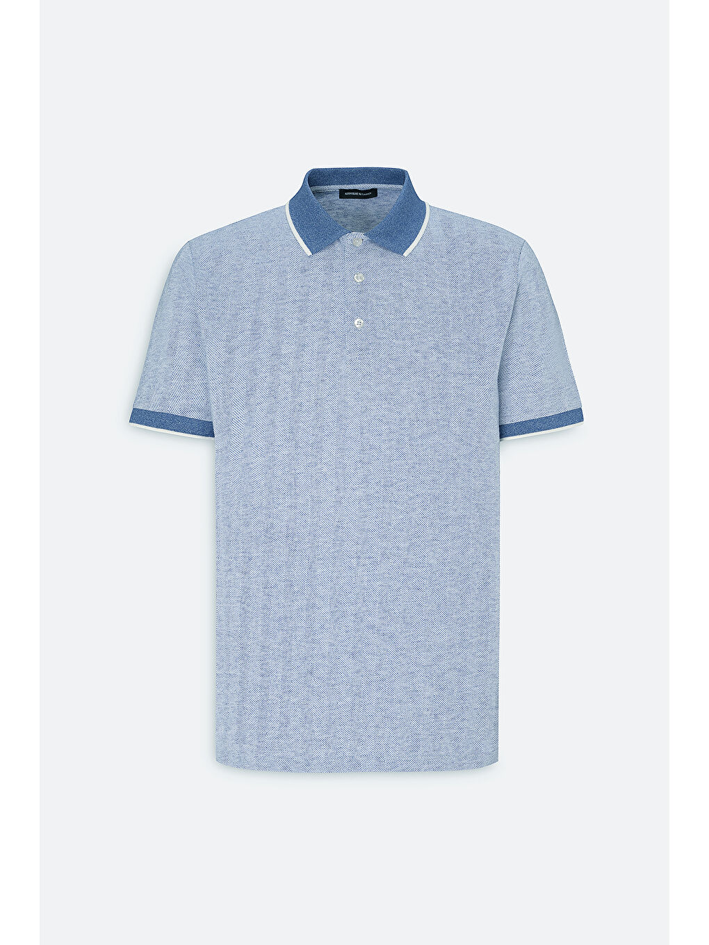 Erkek Mavi Slim Fit Dar Kesim Pamuklu Jakarlı Polo Yaka Tişört-4