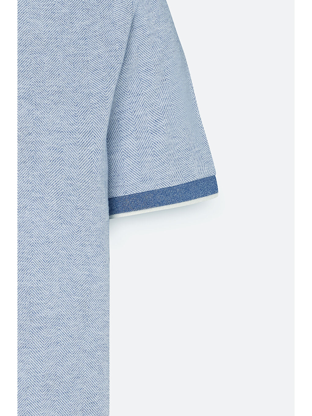 Erkek Mavi Slim Fit Dar Kesim Pamuklu Jakarlı Polo Yaka Tişört-6