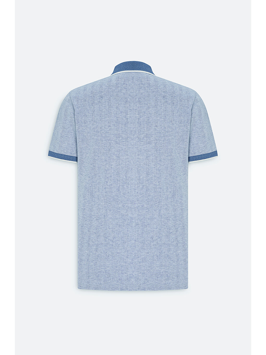 Erkek Mavi Slim Fit Dar Kesim Pamuklu Jakarlı Polo Yaka Tişört-7