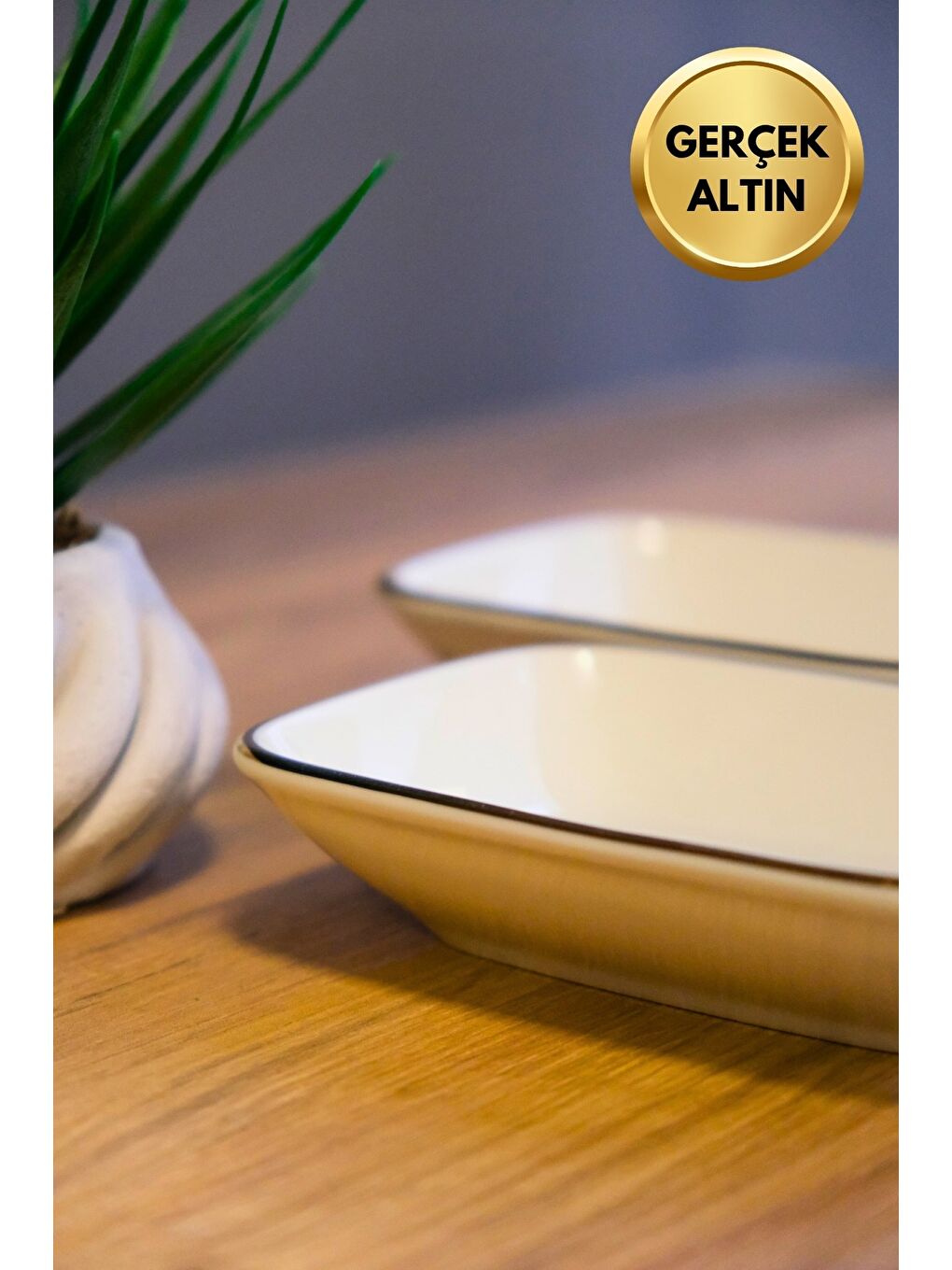 Karışık Porselen Natura Çuha Altın Yaldızlı Dikdörtgen Kayık Tabak 12x8,50cm 2 li-3