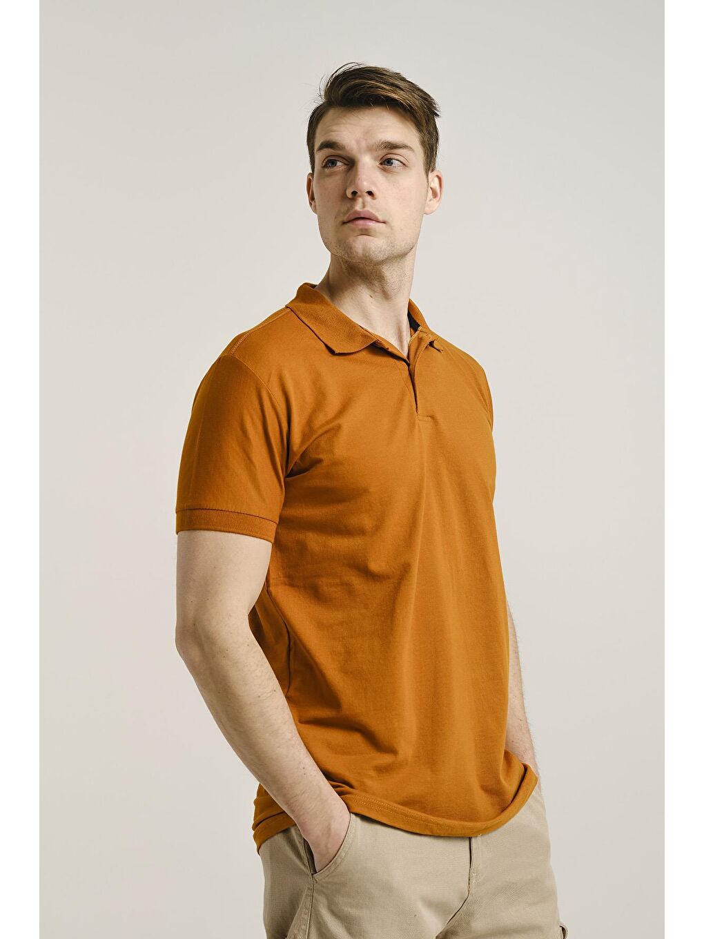 Turuncu Polo Yaka Slim Fit Erkek Tshirt-1