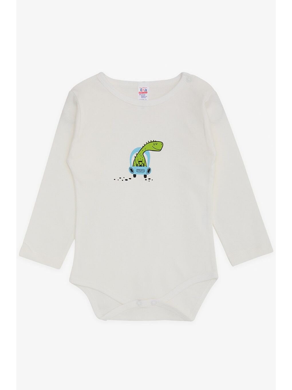 Breeze Erkek Bebek Çıtçıtlı Zıbın Body Dinozor Baskılı Ekru (9 Ay-3 Yaş)