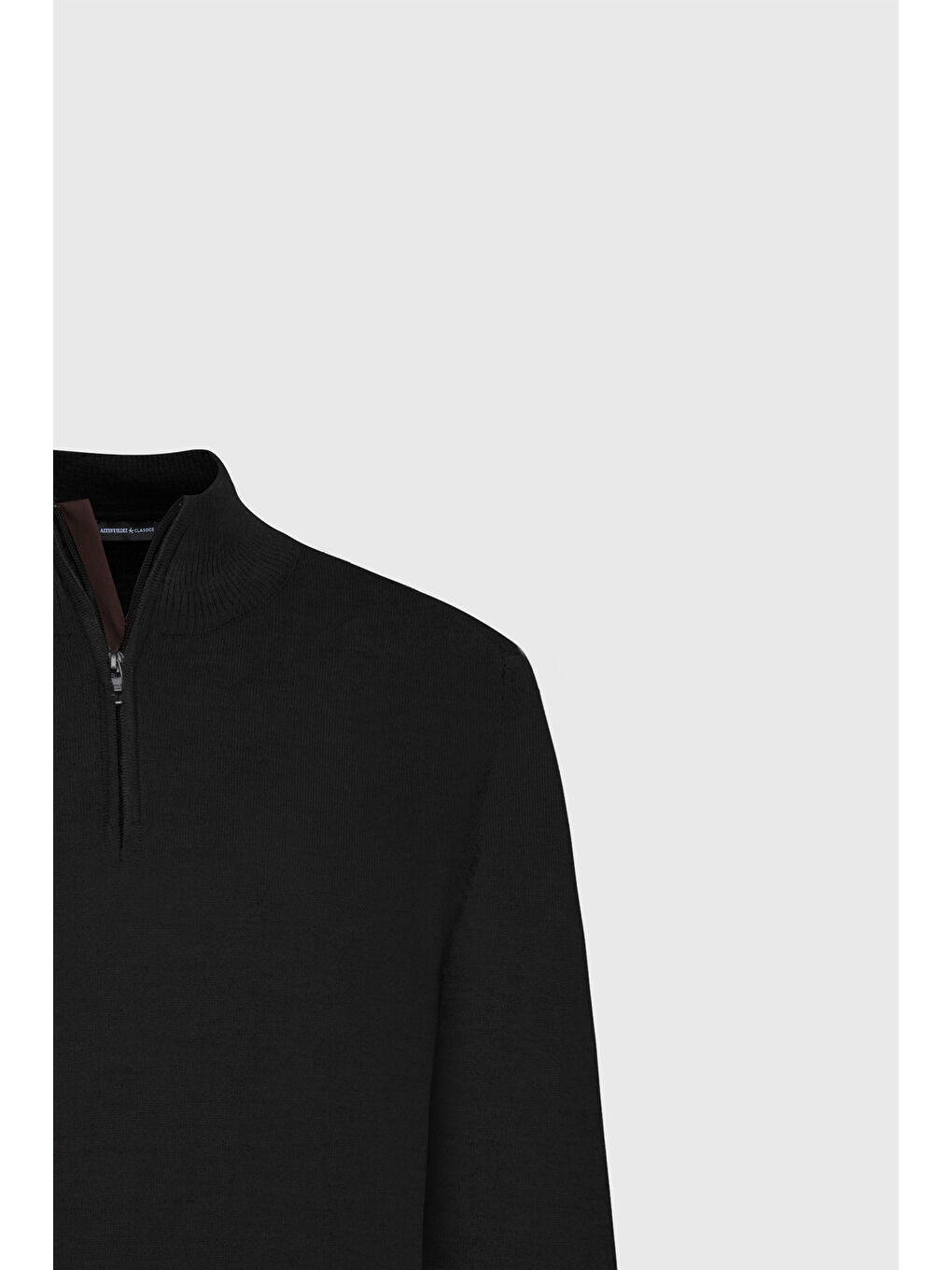 Erkek Siyah Pamuklu Sıcak Tutan Standart Fit Normal Kesim Bato Yaka Triko Kazak-7
