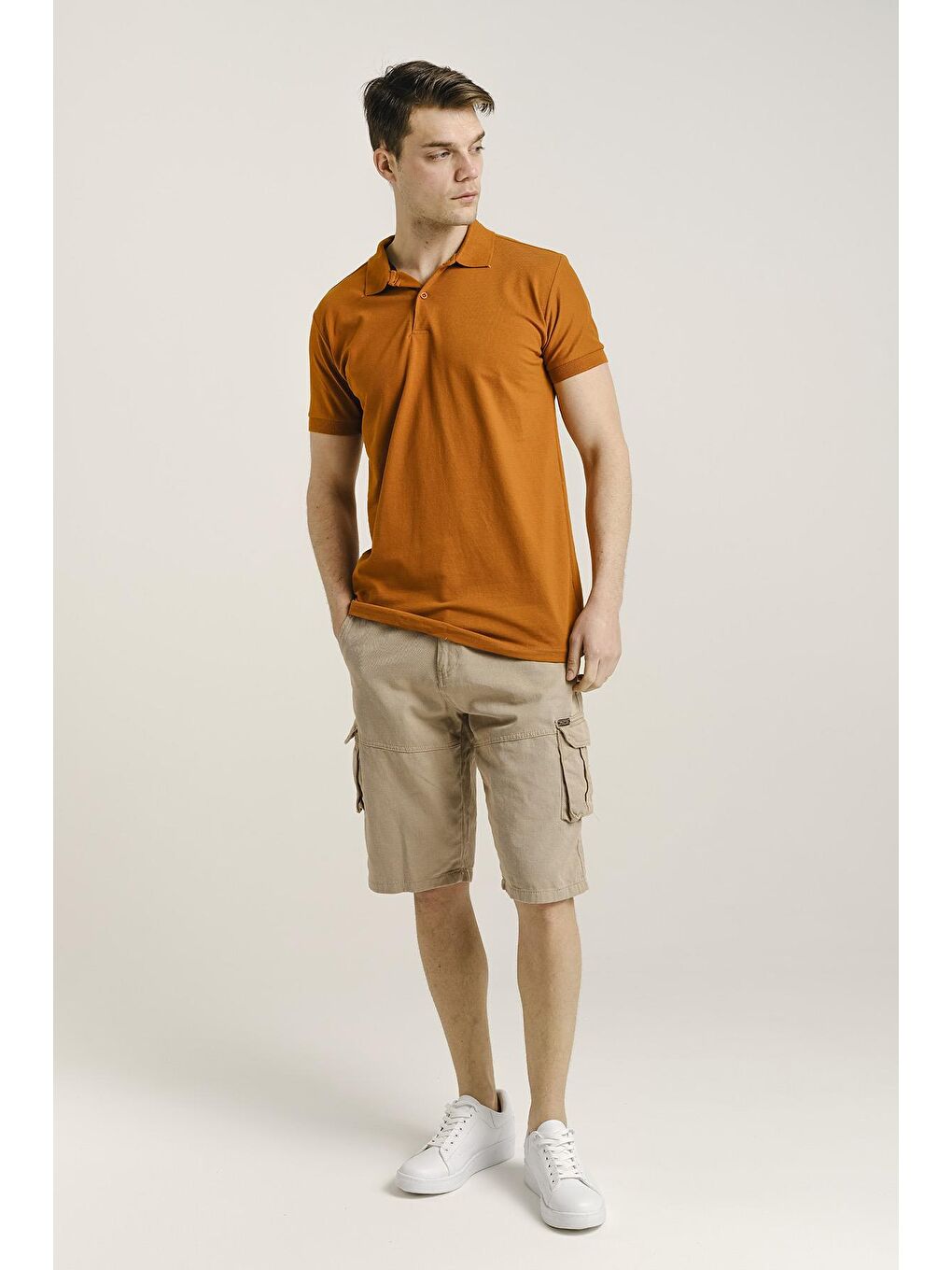 Turuncu Polo Yaka Slim Fit Erkek Tshirt-2