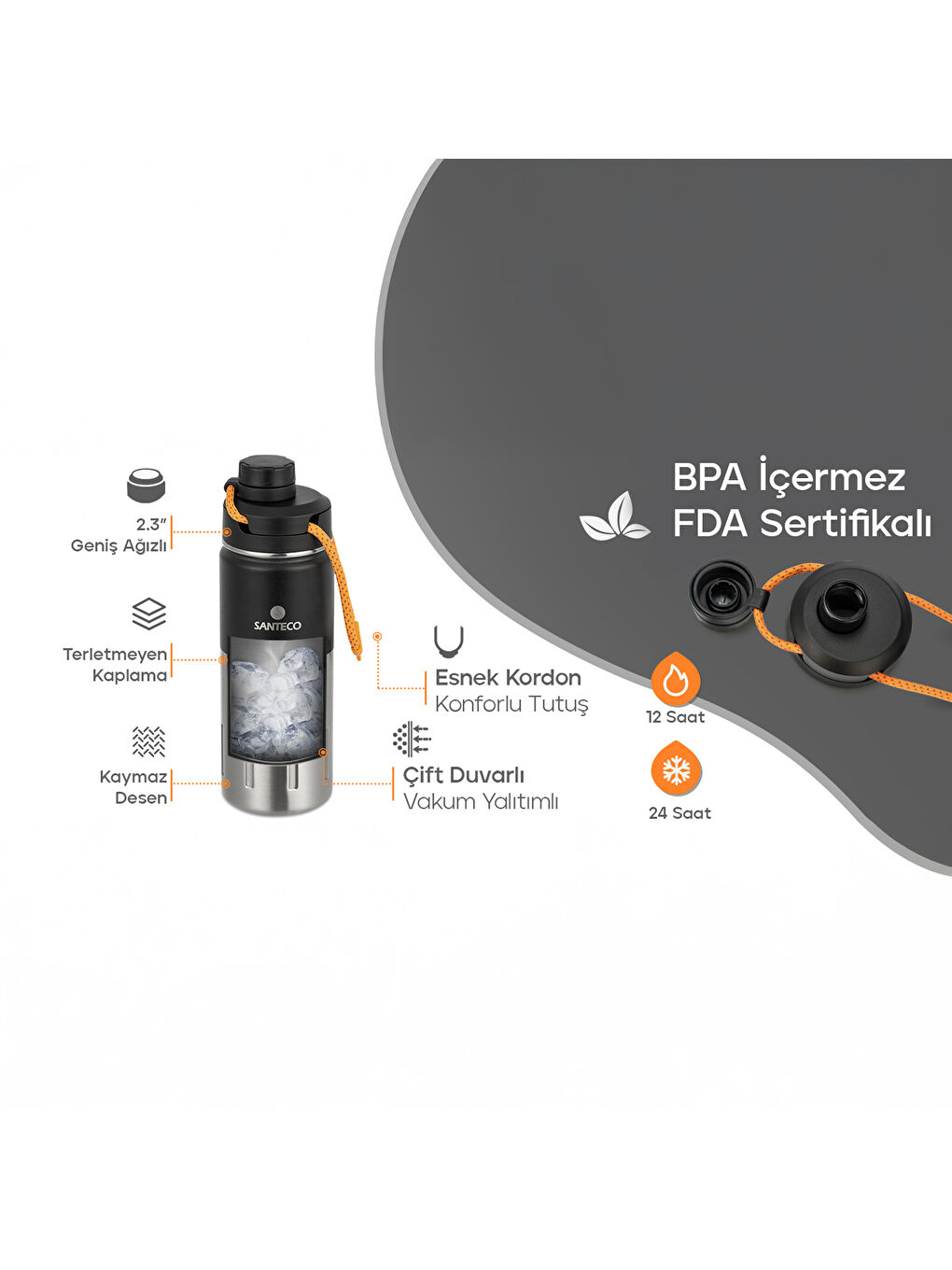Ktwo Sporcu Termosu 500 Ml-Siyah-3