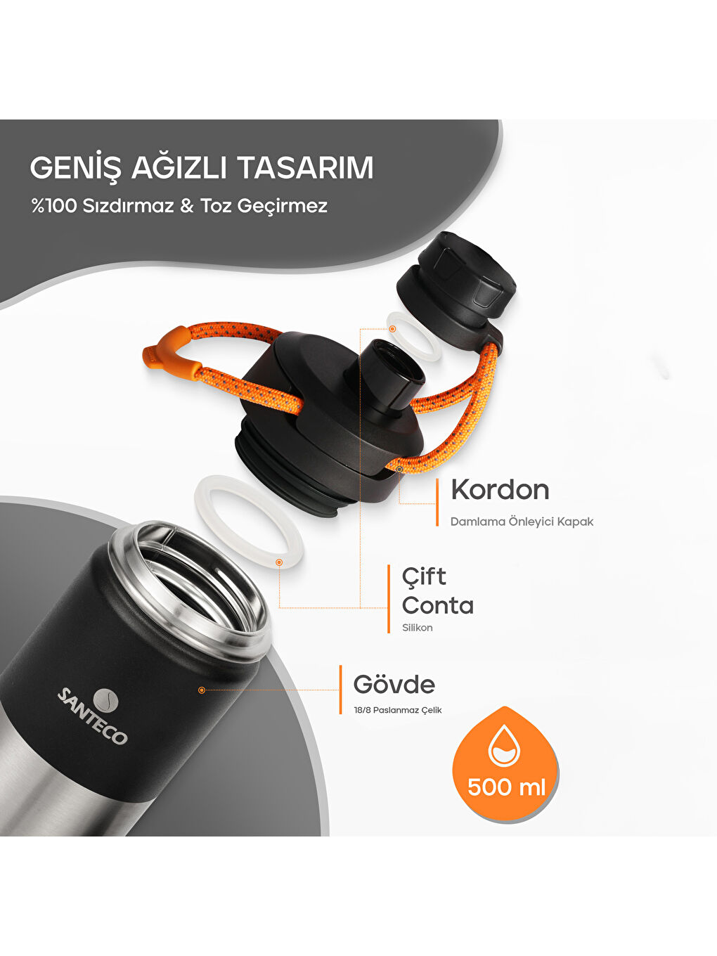 Ktwo Sporcu Termosu 500 Ml-Siyah-4