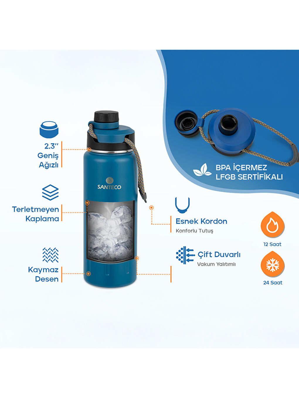 Ktwo Sporcu Termosu 710 Ml-Mavi-3