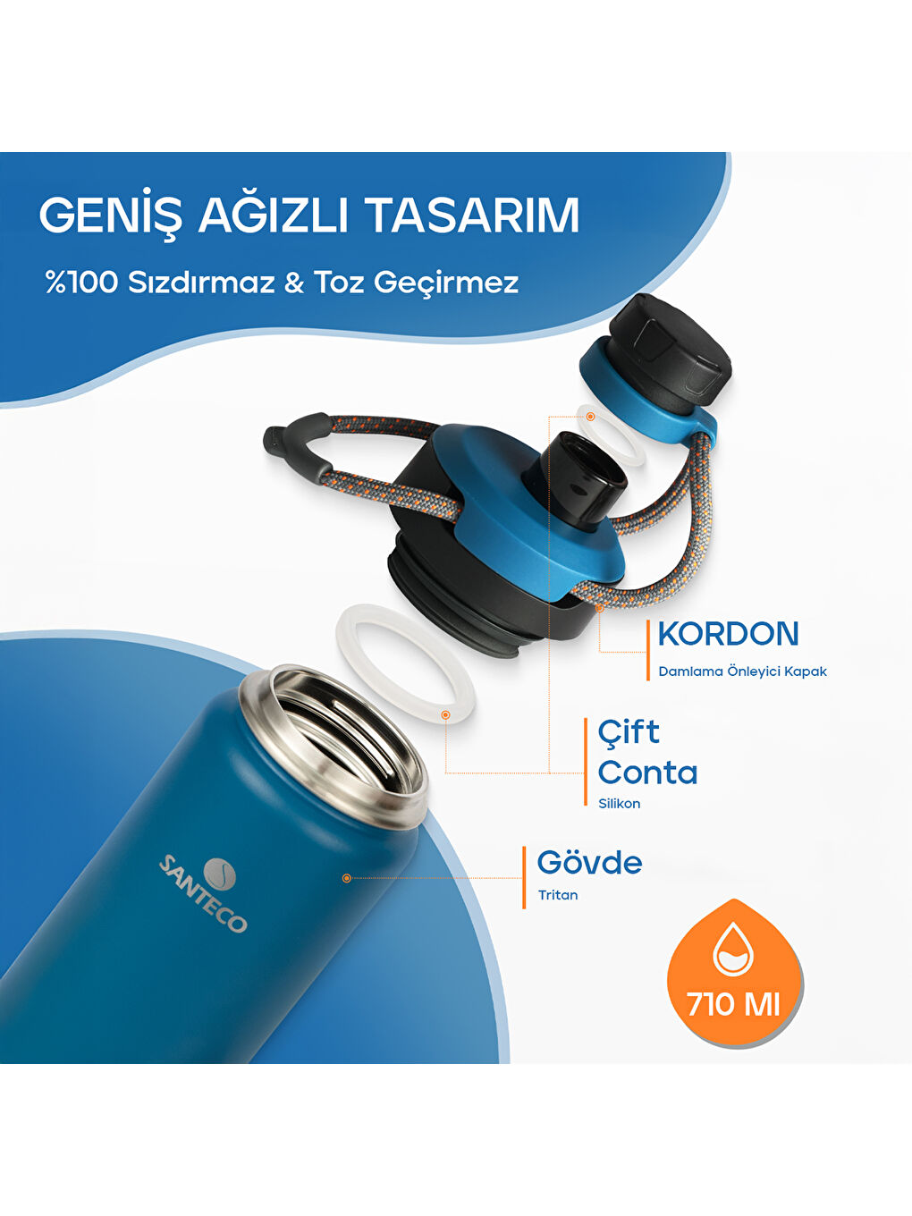 Ktwo Sporcu Termosu 710 Ml-Mavi-4