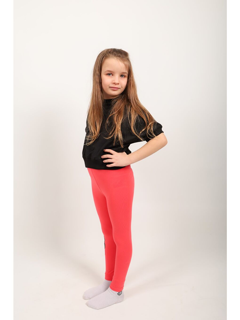 Kırmızı Kız Çocuk Tayt Pul Arı Nakış-2