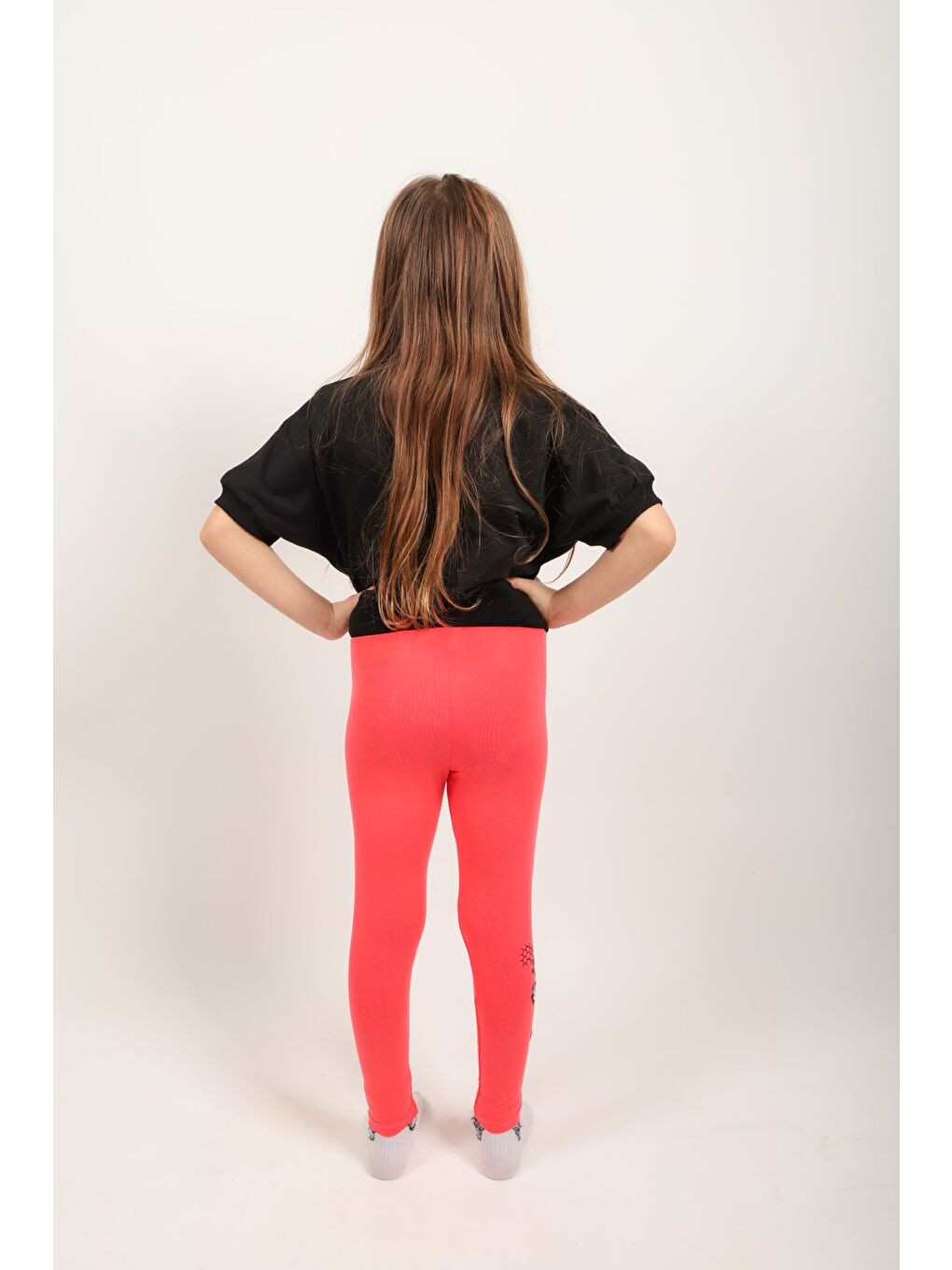 Kırmızı Kız Çocuk Tayt Pul Arı Nakış-3